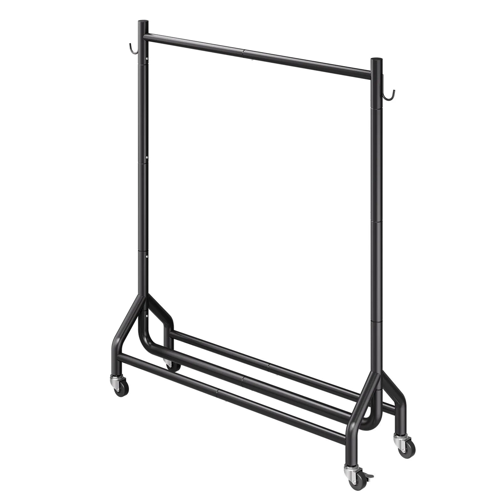 VEVOR Clothes Rack, Rolling Clothing Garment Rack with Hanging Rod and Side Hooks, 198 lbs Load Capacity, Heavy Duty Carbon Steel Clothing Racks with Wheels, Ideal for Bedroom, Laundry, Living Room