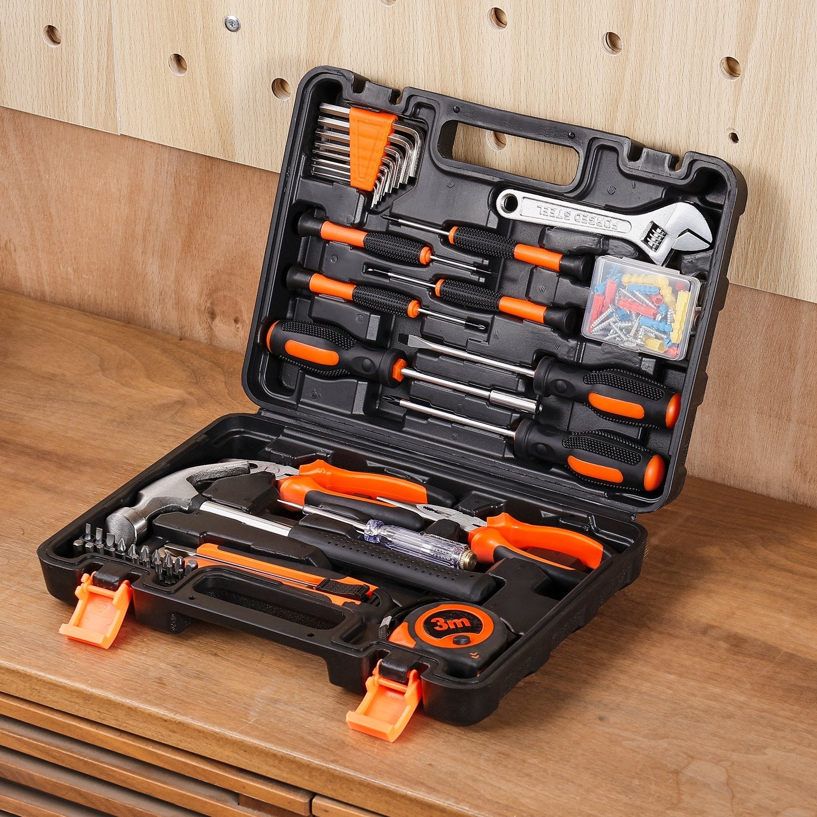 VEVOR Tool Kit, 132 Piece General Household Hand Tool Set, Home Repairing Tool Kit with Portable Tool Storage Case, High-Quality Steel, for Home Maintenance, DIY Projects, and Automotive Repair