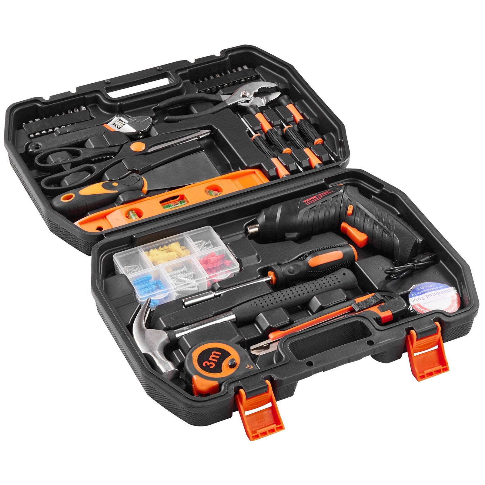 VEVOR Tool Kit 96 Piece Household Hand Tool Set Cordless Screwdriver Tool Case