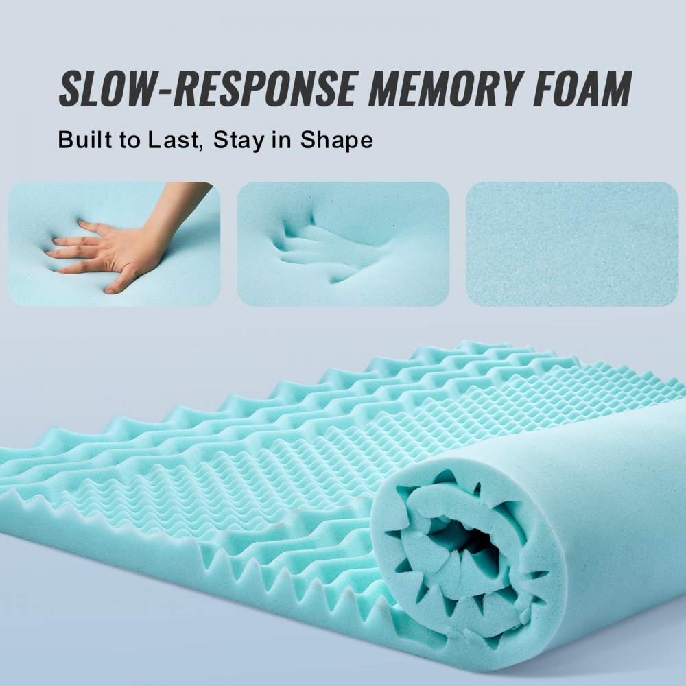 VEVOR Mattress Topper Soft Memory Foam Cooling Gel Infusion Queen Size 2 Inches