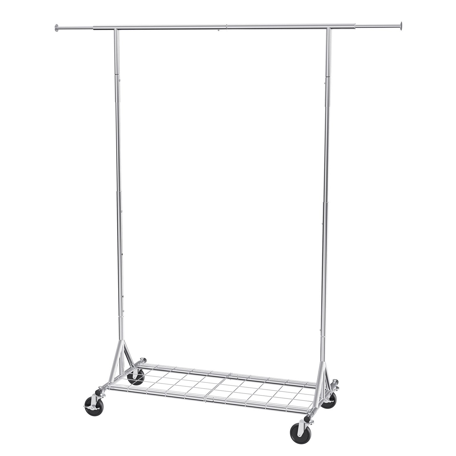VEVOR Clothes Rack with Wheels, Heavy Duty Clothing Garment Rack, Commercial Clothing Rack for Hanging Clothes with Bottom Storage Area, 450 lbs Load Capacity, Adjustable Height and Extendable Length