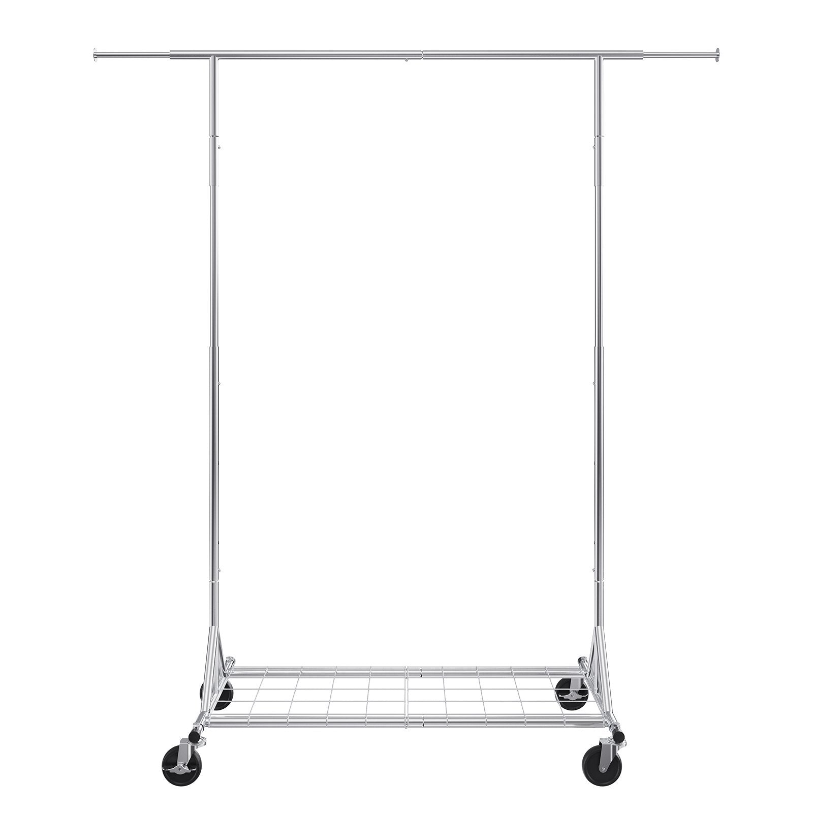 VEVOR Clothes Rack with Wheels, Heavy Duty Clothing Garment Rack, Commercial Clothing Rack for Hanging Clothes with Bottom Storage Area, 450 lbs Load Capacity, Adjustable Height and Extendable Length