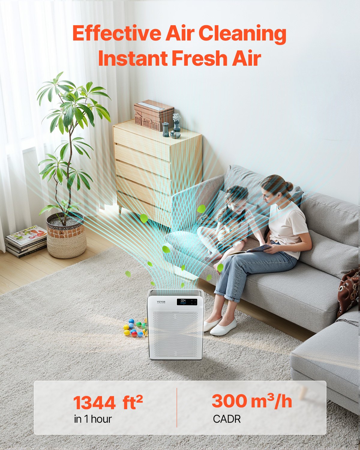 VEVOR 2018 ft²/h Air Purifier H13 HEPA Smart Air Purifier for Home & Office