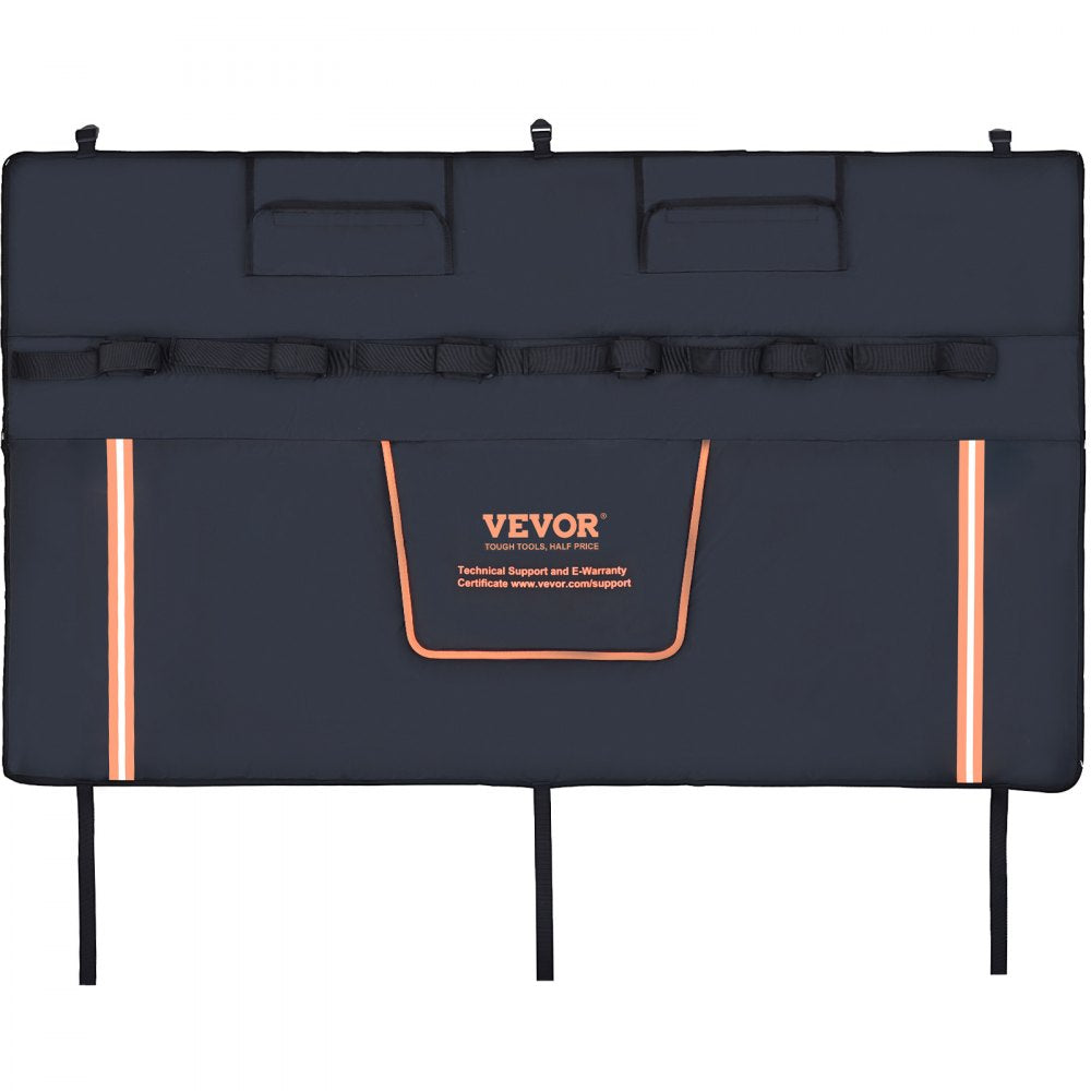 VEVOR Tailgate Bike Pad, 62" Truck Tailgate Pad Carry 6 Mountain Bikes, Tailgate Protection Pad with Reflective Strips and Tool Pockets, Tailgate Pad with Camera Opening for Pickup Trucks