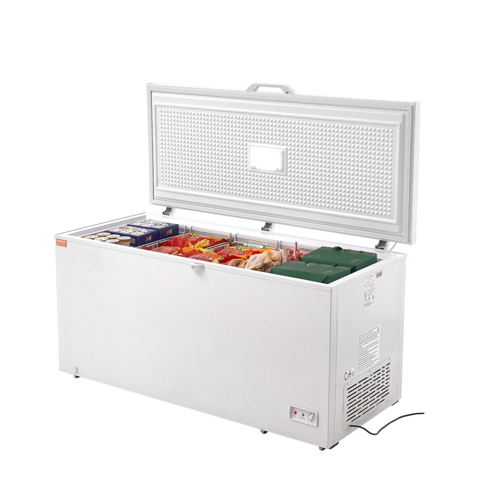 VEVOR Chest Freezer, 17.2 cu.ft / 488 L Large Deep Freezer & 4 Removable Baskets, Freestanding Top Open Door Commercial Chest Freezers with Locking Lid, 7-Level Adjustable Temp, LED Lighting, 6 Wheels