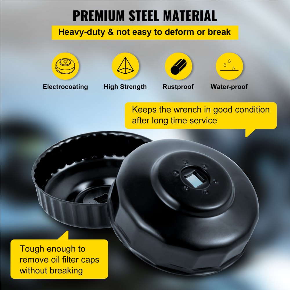 VEVOR Oil Filter Socket Set, 14 Pcs Oil Filter Wrench Set, Sturdy Steel Oil Filter Socket, 3/8" Oil Filter Socket, Low Profile Oil Filter Socket Set For Easy Access, Oil Filter Wrench Cap Set w/ Case