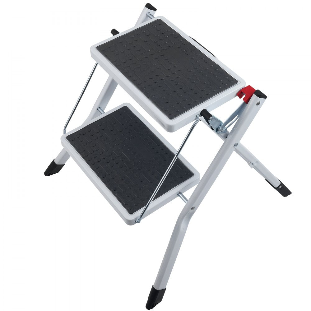 VEVOR Step Ladder 2-Step 330lbs Capacity, Ergonomic Folding Steel Step Stool with Wide Anti-Slip Pedal, Sturdy Step Stool for Adults Toddlers, Multi-Use for Household, Kitchen, Office, RVs