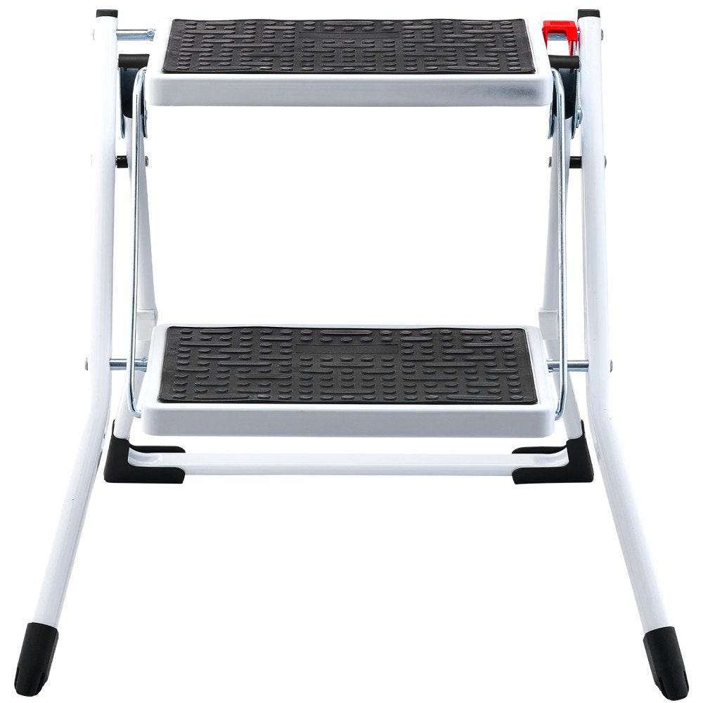 VEVOR Step Ladder 2-Step 330lbs Capacity, Ergonomic Folding Steel Step Stool with Wide Anti-Slip Pedal, Sturdy Step Stool for Adults Toddlers, Multi-Use for Household, Kitchen, Office, RVs