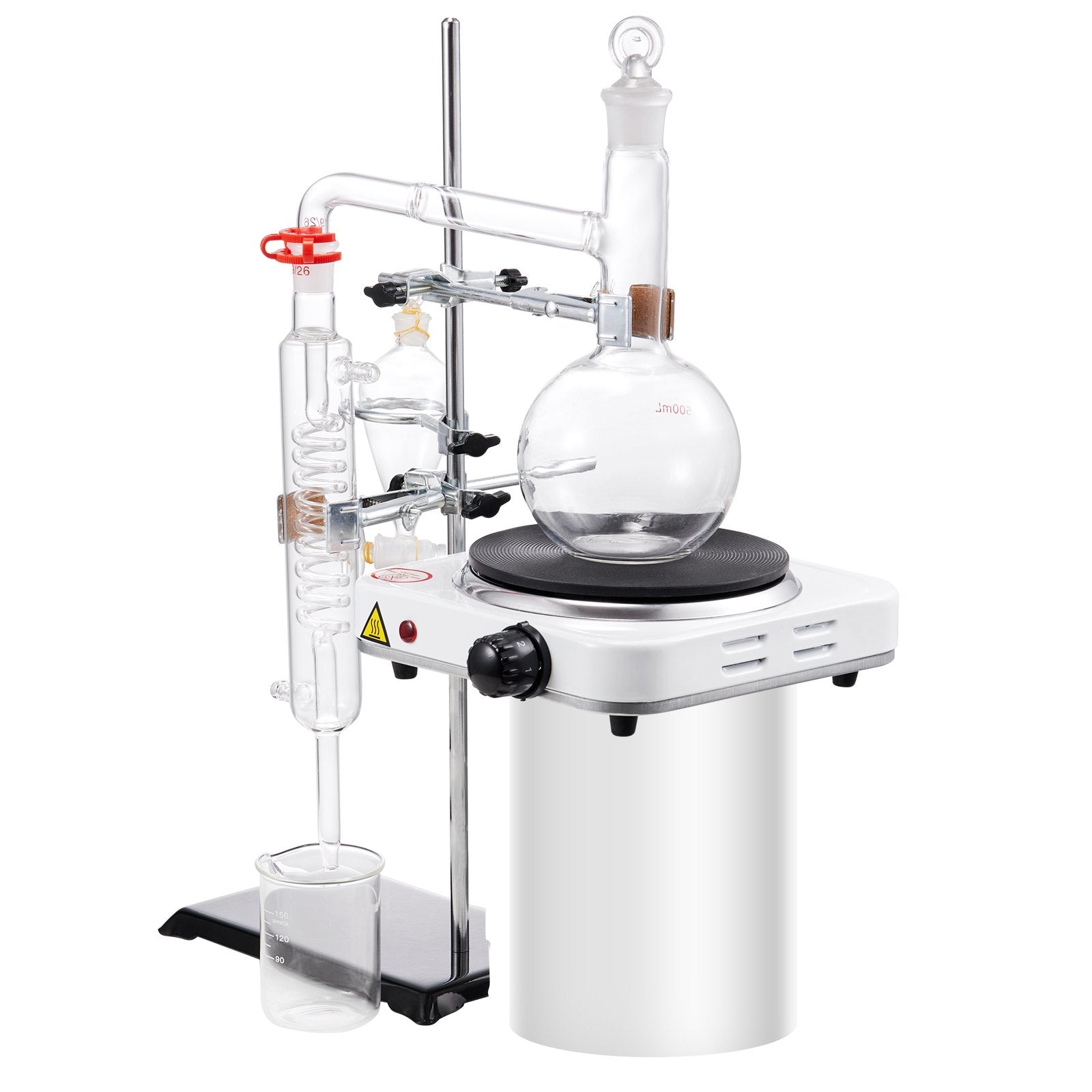 VEVOR Essential Oil Distillation Kit, 500ml Distillation Apparatus, 3.3 Boro Lab Glassware Distillation Kit with 1000W Heating Plate and 24, 40 Joint, 33 pcs Set