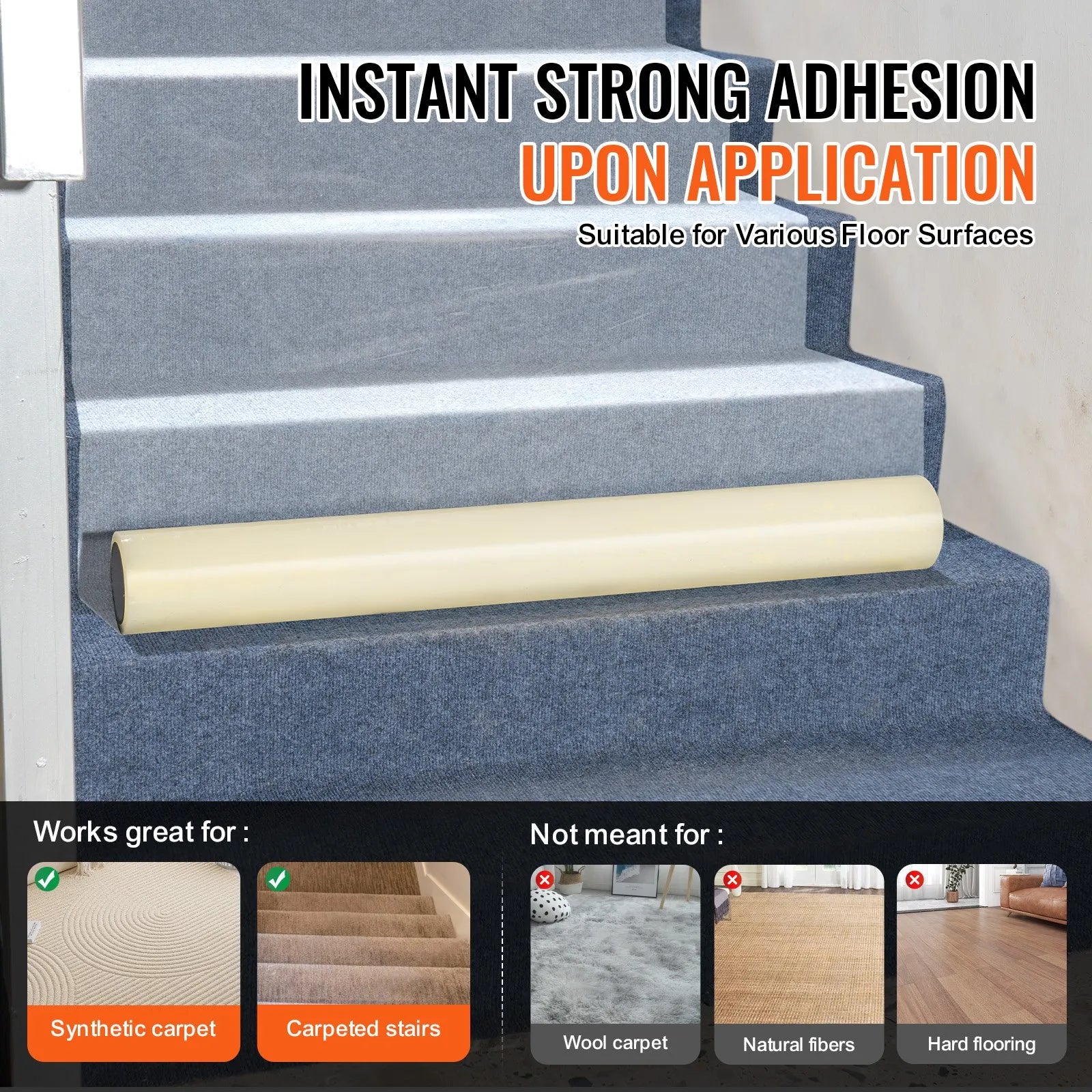 VEVOR Carpet Protection Film, 36" x 200' Floor and Surface Shield with Self Adhesive Backing & Easy Installation, Polyethylene Adhesive Car Mat Protector Roll for Construction & Renovation
