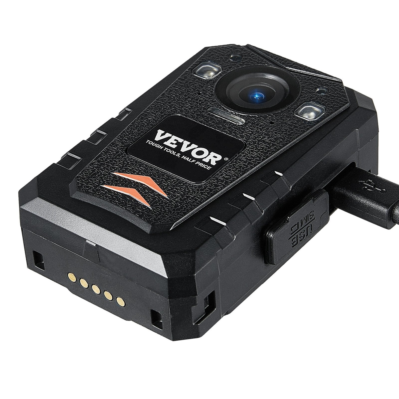 VEVOR 1440P HD Police Body Camera, 128GB Body Cam with Audio Video Recording Picture, Built-in 3500 mAh Battery, 2.0" LCD, Infrared Night Vision, Waterproof GPS Personal Body Cam for Law Enforcement