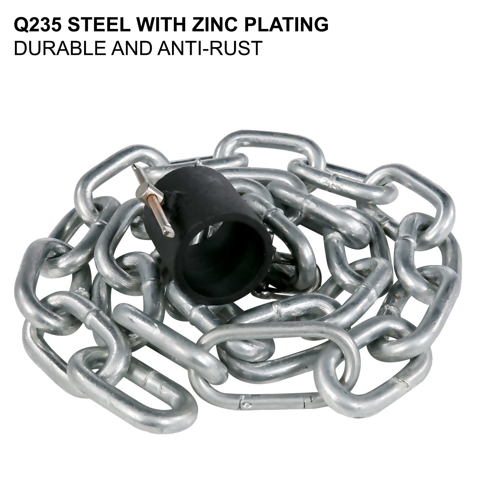 VEVOR Weight Lifting Chains, 1 Pair 26LBS/12KG Weight Lifting Chains,Bench Press Chains with Collars, 5.2FT Olympic Barbell Chains Weight Chains for Power Lifting, Silver