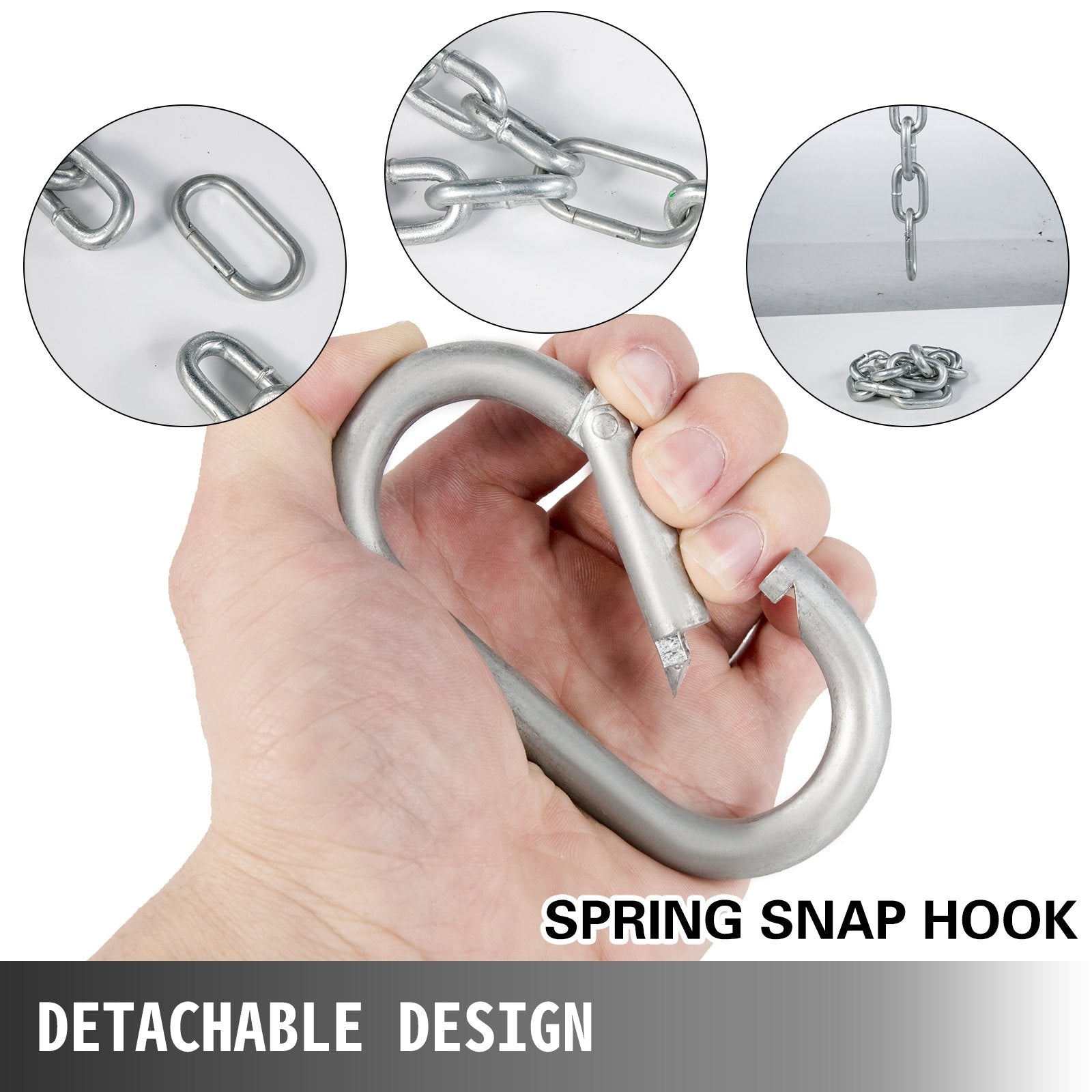 VEVOR Weight Lifting Chains, 1 Pair 35LBS/16kg Weight lifting Chains, Bench Press Chains with Collars, 5.2ft Olympic Barbell Chains Weight Chains for Power Lifting, Silver