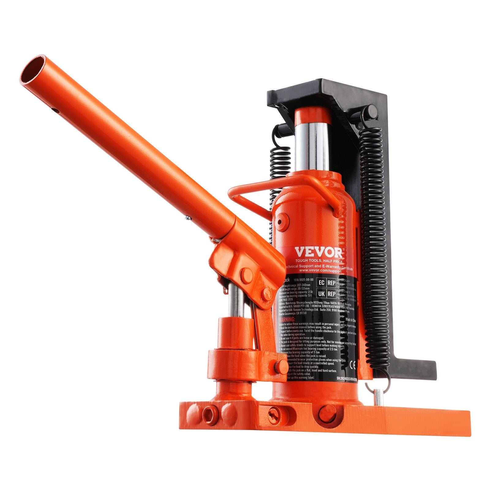 VEVOR Hydraulic Toe Jack, 2.5 Ton On Toe Toe Jack Lift, 5 Ton On Top Lift Capacity Machine Jack, 0.8-5.3 in Toe Height, 8.9-13.4 in Top Height, Air Hydraulic Claw Jack for Machinery, Industry