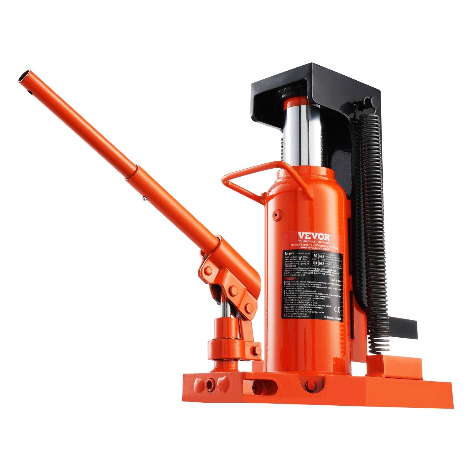 VEVOR Hydraulic Toe Jack, 5 Ton On Toe Toe Jack Lift, 10 Ton On Top Lift Capacity Machine Jack, 0.8-6.8 in Toe Height, 11.3-17.3 in Top Height, Air Hydraulic Claw Jack for Machinery, Industry