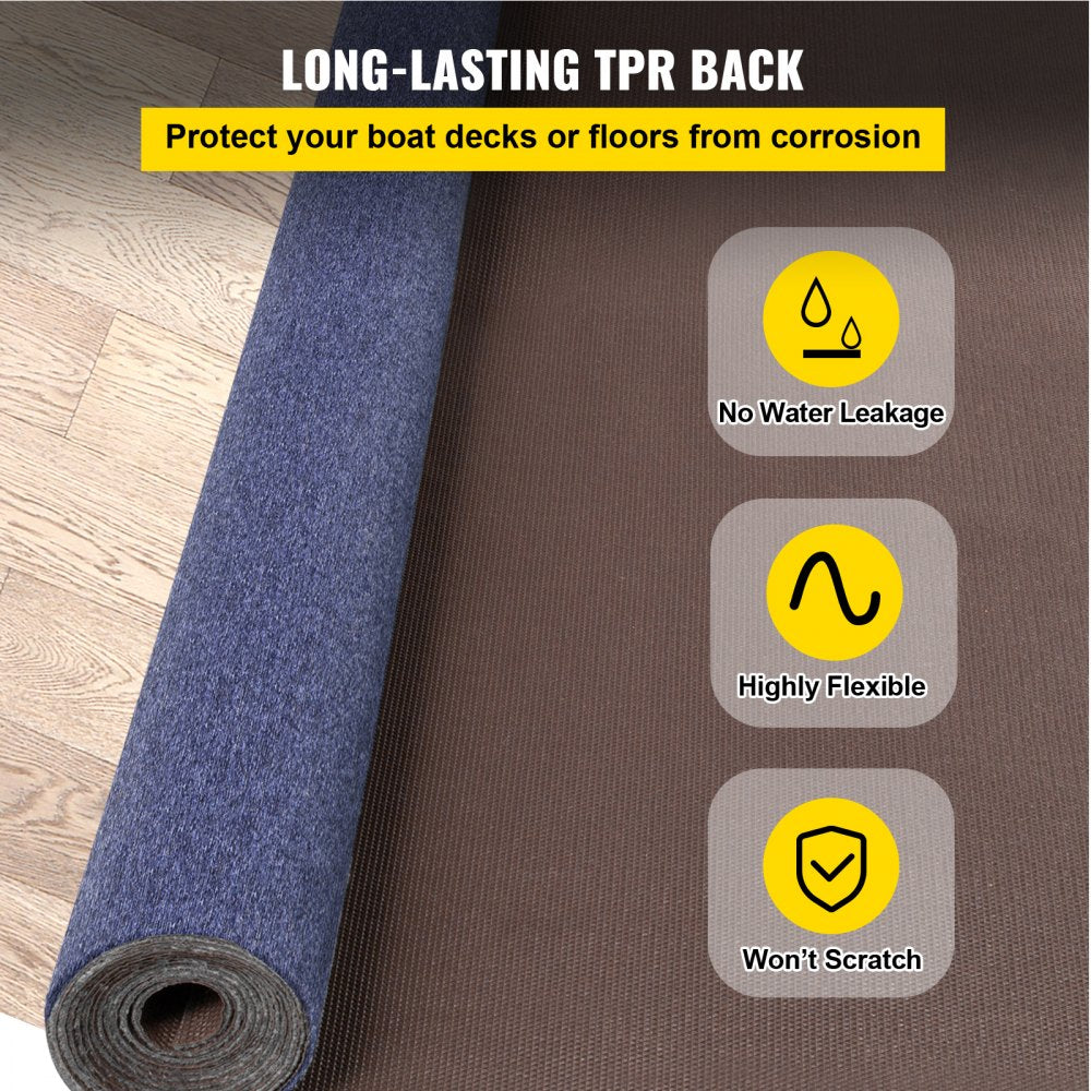 VEVOR Deep Blue Marine Carpet 6 ft x 49.2 ft Marine Carpeting Marine Grade Carpet for Boats with Waterproof Back Outdoor Rug for Patio Porch Deck Garage Outdoor Area Rug Runner Non-Slide Porch Rug