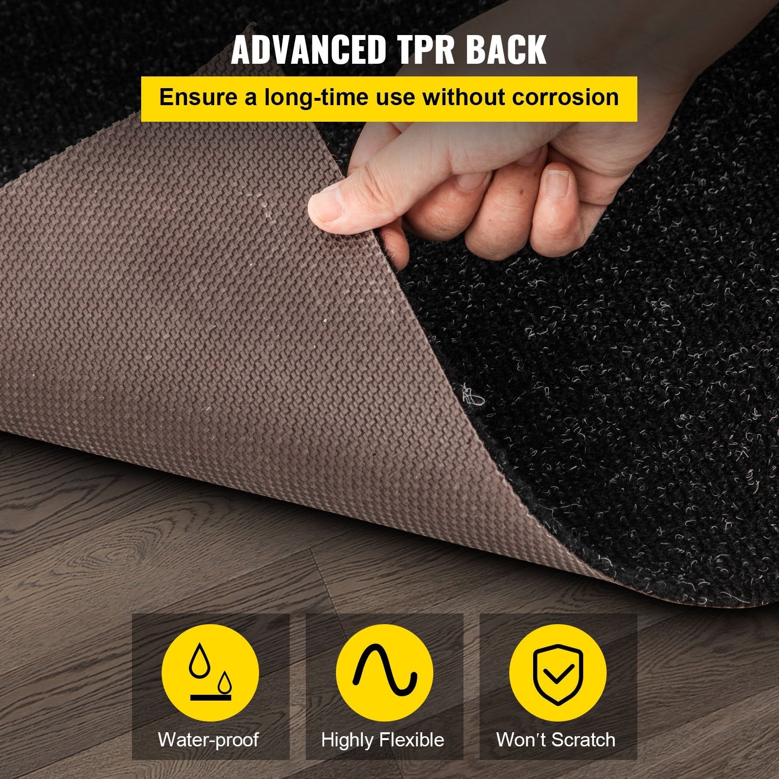 VEVOR Marine Carpet, 6 x 36 ft Charcoal Black Marine Grade Boat Carpet, Marine Carpeting with Soft Cut Pile and Water-Proof TPR Backing, Carpet Roll for Home, Patio, Porch, Deck