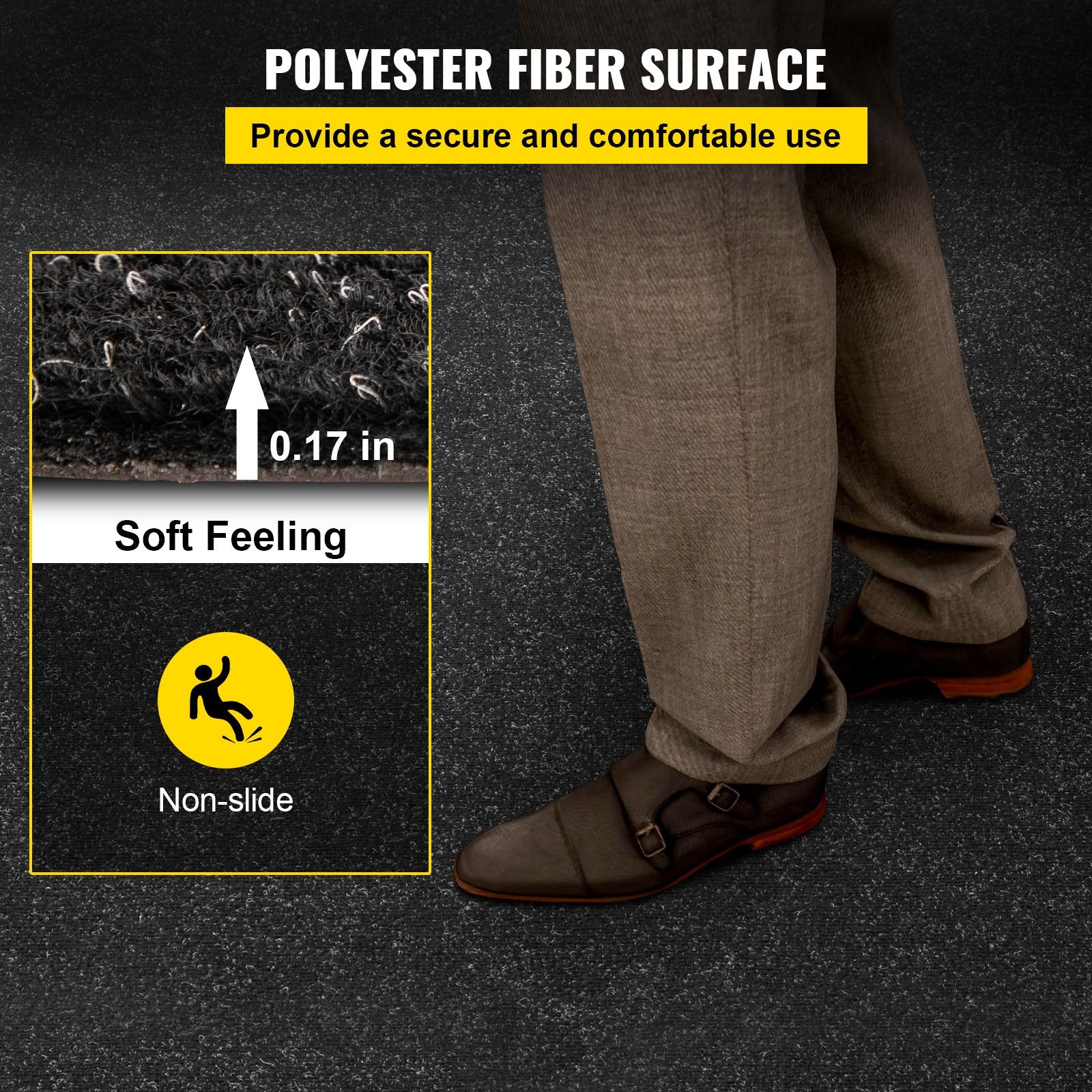 VEVOR Marine Carpet, 6 x 23 ft Charcoal Black Marine Grade Boat Carpet, Marine Carpeting with Soft Cut Pile and Water-Proof TPR Backing, Carpet Roll for Home, Patio, Porch, Deck