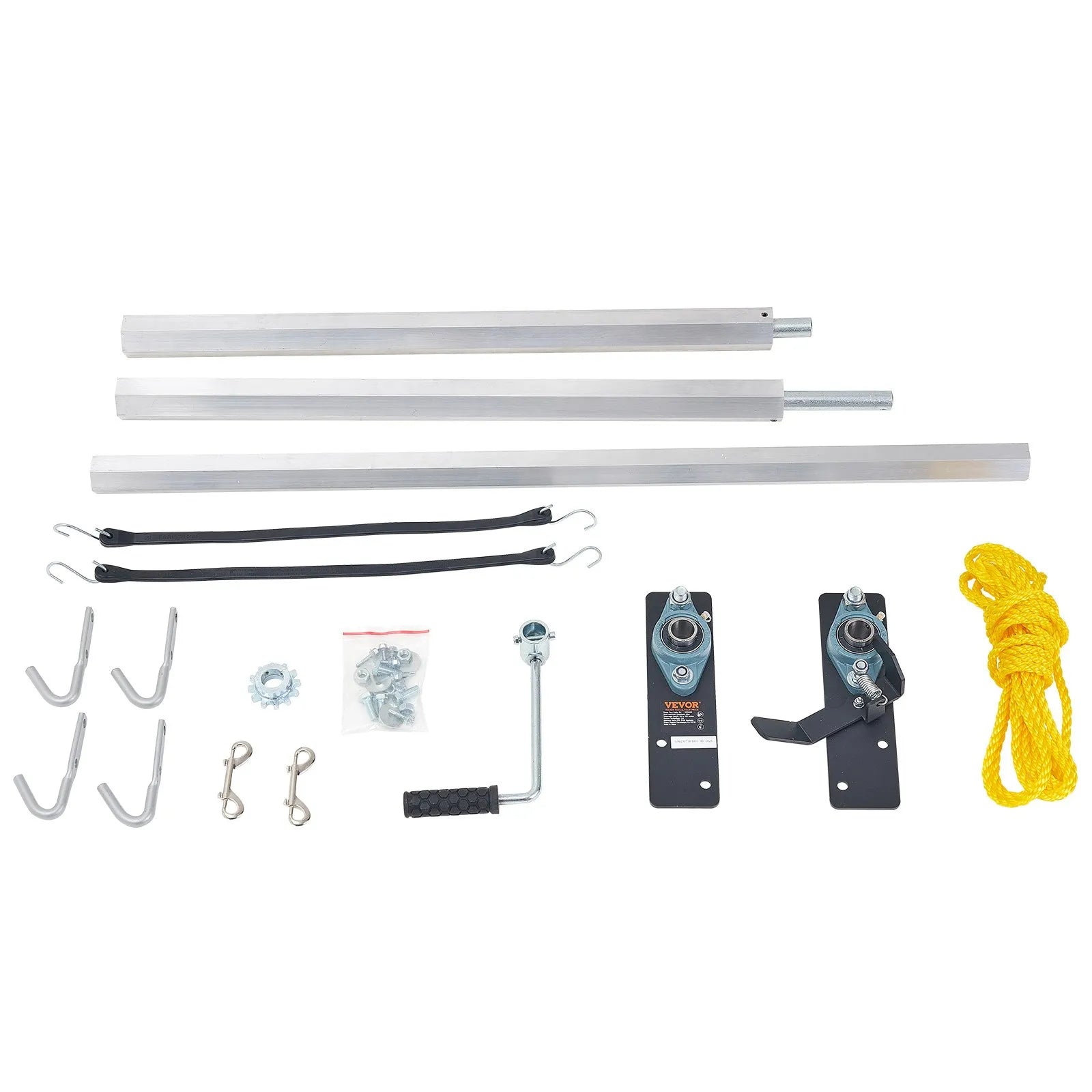 VEVOR Hand Crank Tarp Roller Kit, 64" to 104" Wide, Aluminum Alloy, Manual Cab Level Dump Truck Tarp Roller with 7" Sponge-Wrapped Handle, Perfect for Dump Trucks, Trailers, Trash Haulers (No Tarp)