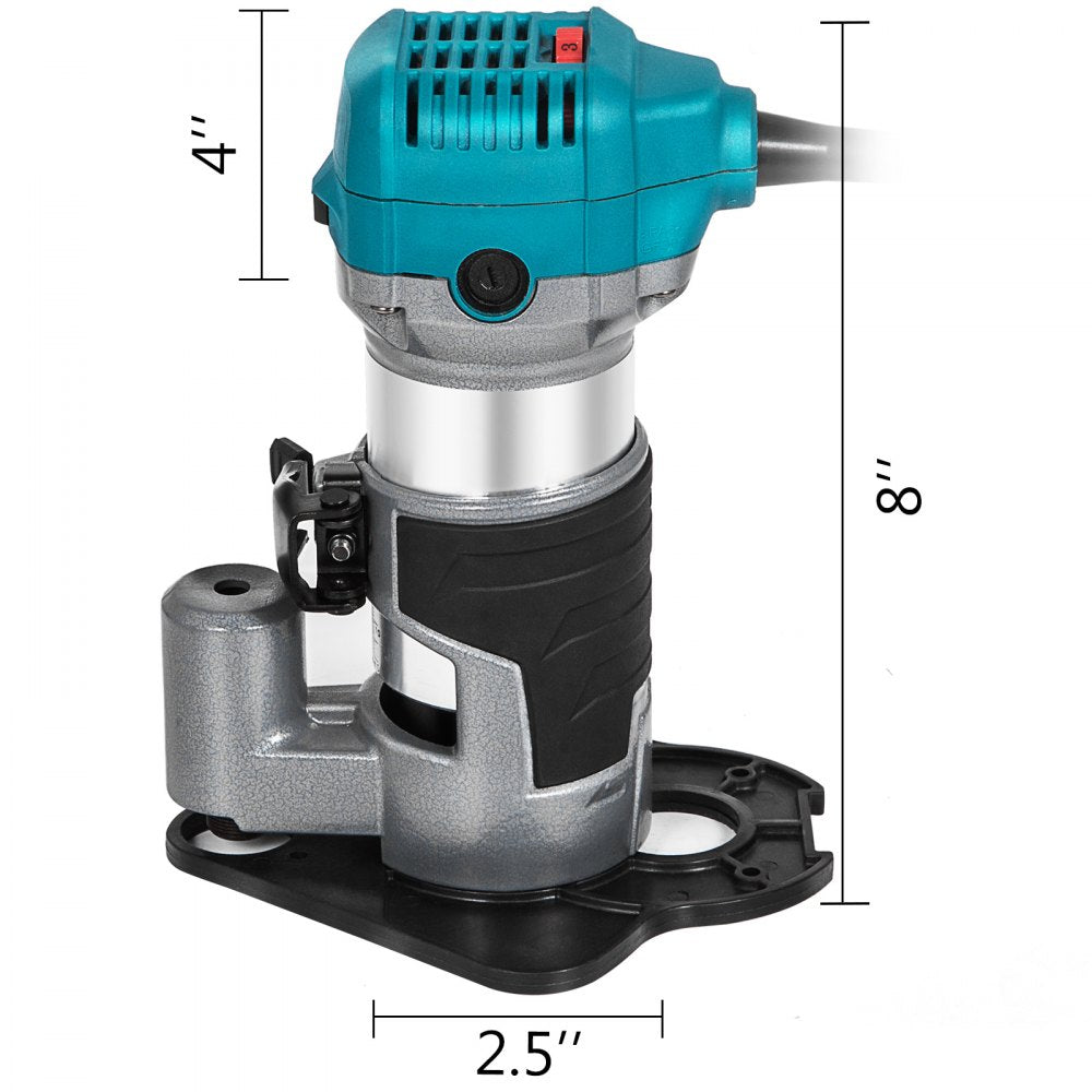 Compact Router 800W Variable Speed w/ Collets 1/4" 1 x Plunge & Offset Base