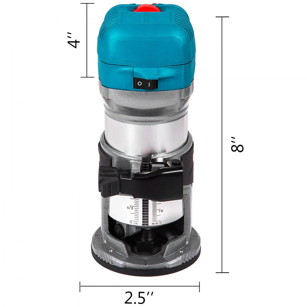 VEVOR Compact Router 1.25HP with Fixed Base and Plunge Base, Variable Speed Wood Router Kit Max Torque 30,000 RPM for Woodworking and Furniture Manufacturing