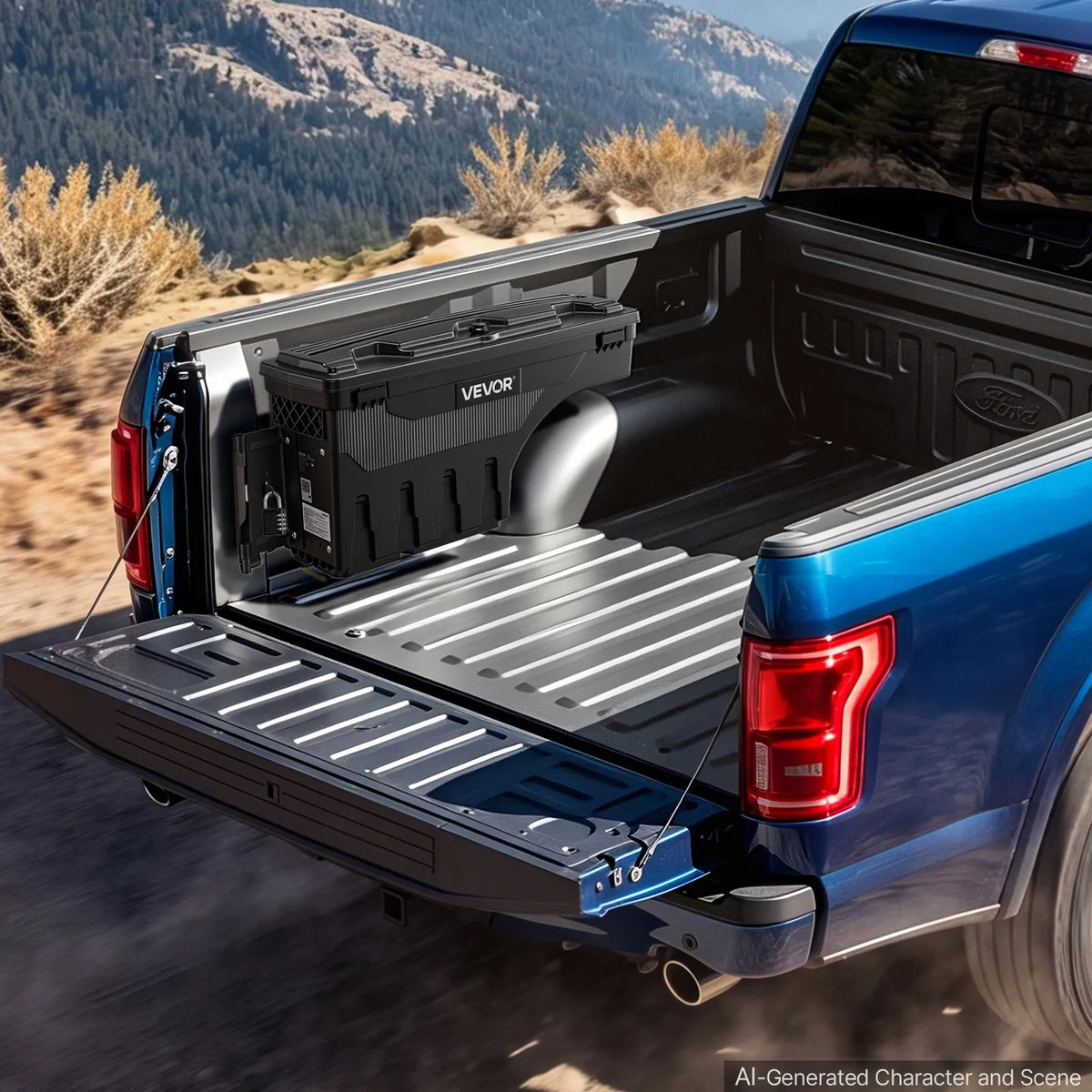 Truck Bed Storage Box 6.6 Gal/25L, Waterproof Wheel Well Tool Box with Anti-Theft Locks – Driver Side, Fits Dodge Ram 1500/2500/3500