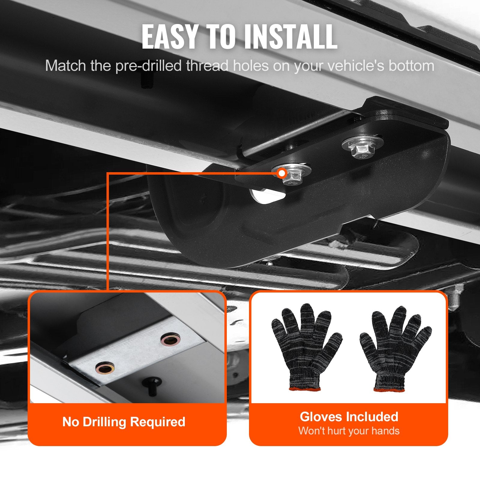 VEVOR Running Boards, 6" Step Bars Compatible with 2007-2018 Chevy Silverado/GMC Sierra 1500 Crew Cab/2019 2500HD 3500HD 1500 LD, 201 Stainless Steel Side Steps Nerf Bars, 500LBS Capacity, 2 Piece