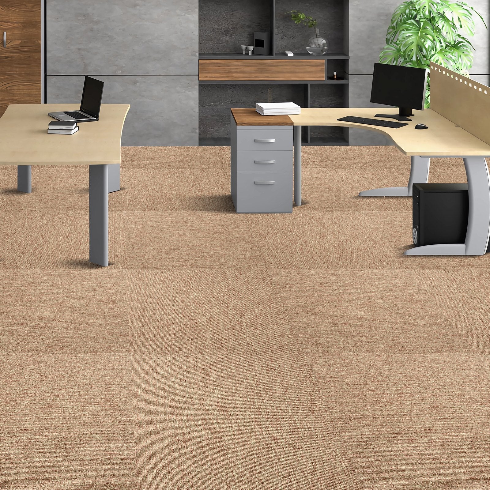 VEVOR Carpet Tiles Reusable, 20"x 20" Carpet Squares With Padding Attached, Soft Padded Carpet Tiles, Easy Install DIY for Bedroom Living Room Indoor Outdoor (16 Tiles, Dark Brown)