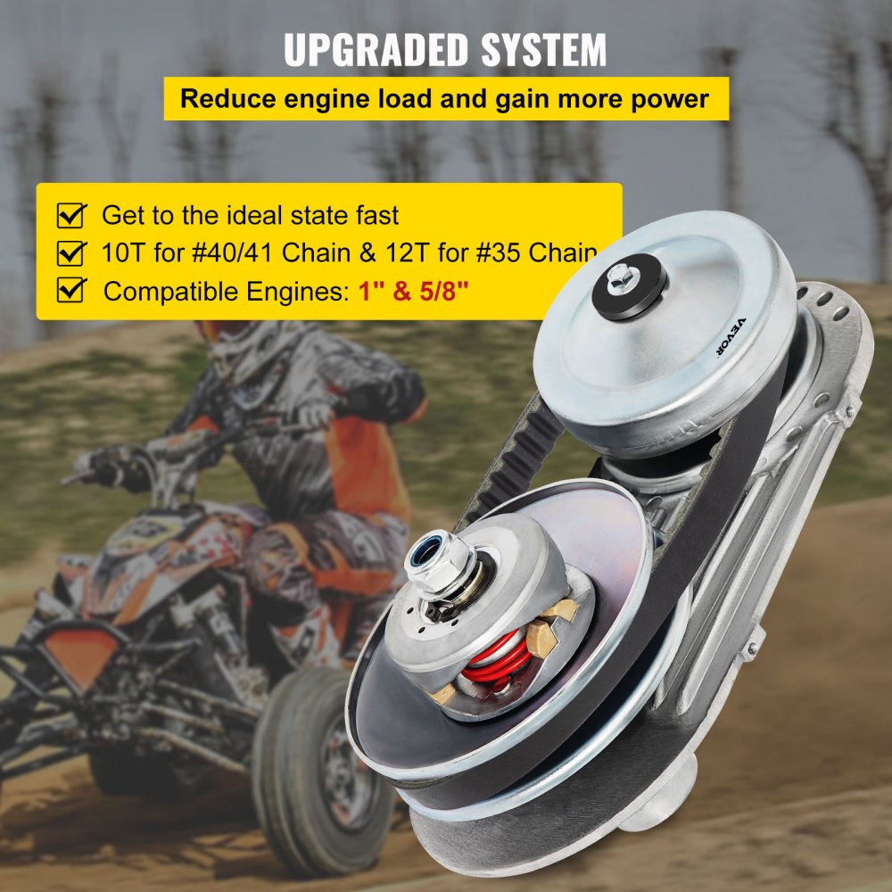 VEVOR Torque Converter 4-7HP Go Kart Clutch 1Inch Replaces Comet TAV2 Manco 10T 40 or 41 and 12T 35 Chain Drive Belt (1\" 10T 40/41and 12T 35 Chain)