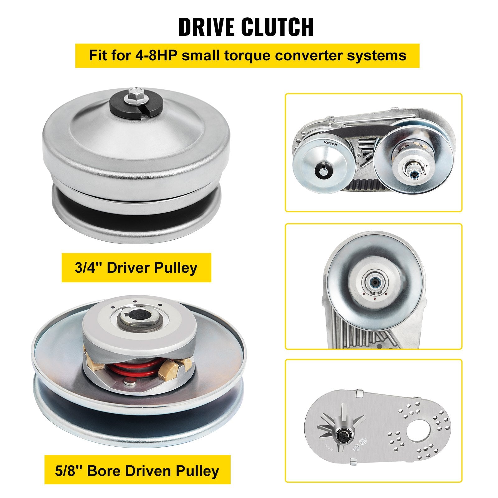 VEVOR Torque Converter CVT 2HP-7HP 3/4\" Go Kart Clutch 212CC 30 Series Mini Bike 10T #40 41 Chain and 12T #35 Replacement Set TAV2 30-75 218353A Manco CVT Clutch Small Engine Drive Belt