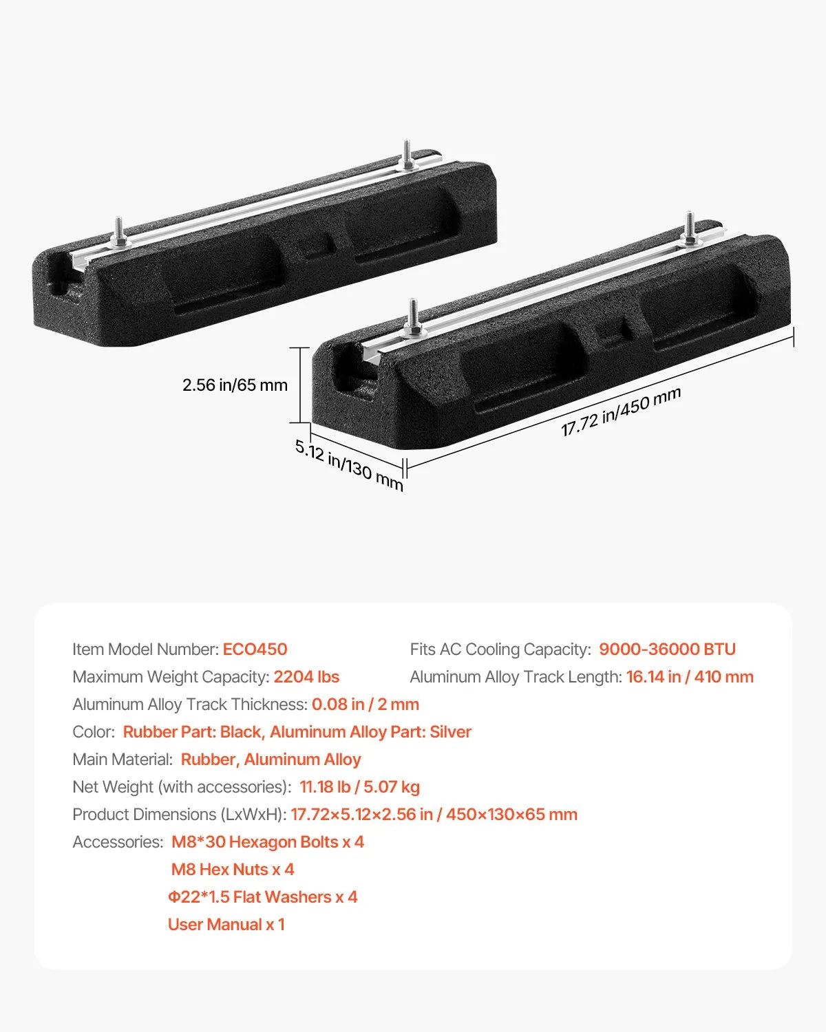 VEVOR Floor Mount Base Kit for 9000-36000 BTU AC Heavy Duty Anti Vibration