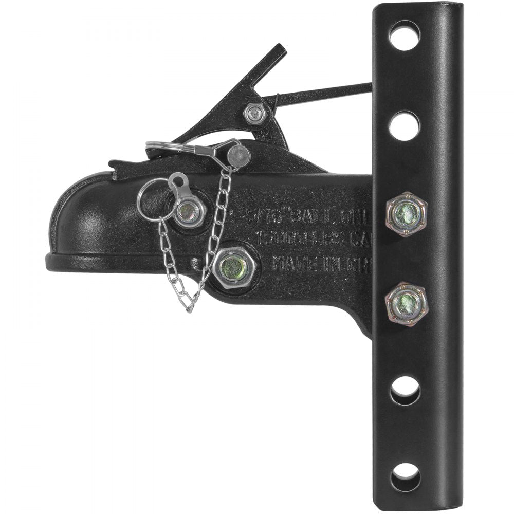 VEVOR Adjustable Trailer Coupler and 5-Position Channel Bracket Kit, 2-5/16" Hitch Ball, 15000 lbs Capacity, Heavy Duty Cast Channel-Mount Coupler, for Towing Camper, Pickup Truck, SUV, Black Coating