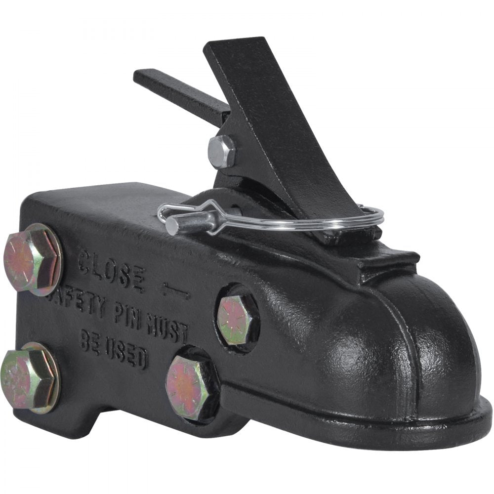 VEVOR Adjustable Trailer Coupler, 2-5/16" Hitch Ball, 15000 lbs Capacity, Heavy Duty Cast Channel-Mount Coupler with Hardware Kit, Ideal for Towing Station Wagons, Pickup Trucks, SUVs, Black Coating