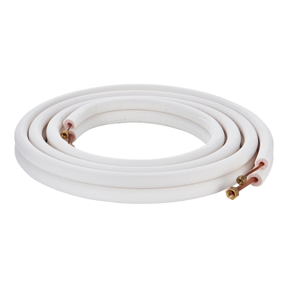 VEVOR 16FT Mini Split Line Set, 1/4" & 3/8" O.D Copper Pipes Tubing and Triple-Layer Insulation, for Air Conditioning or Heating Pump Equipment & HVAC with Rich Accessories (18ft Connection Cable)