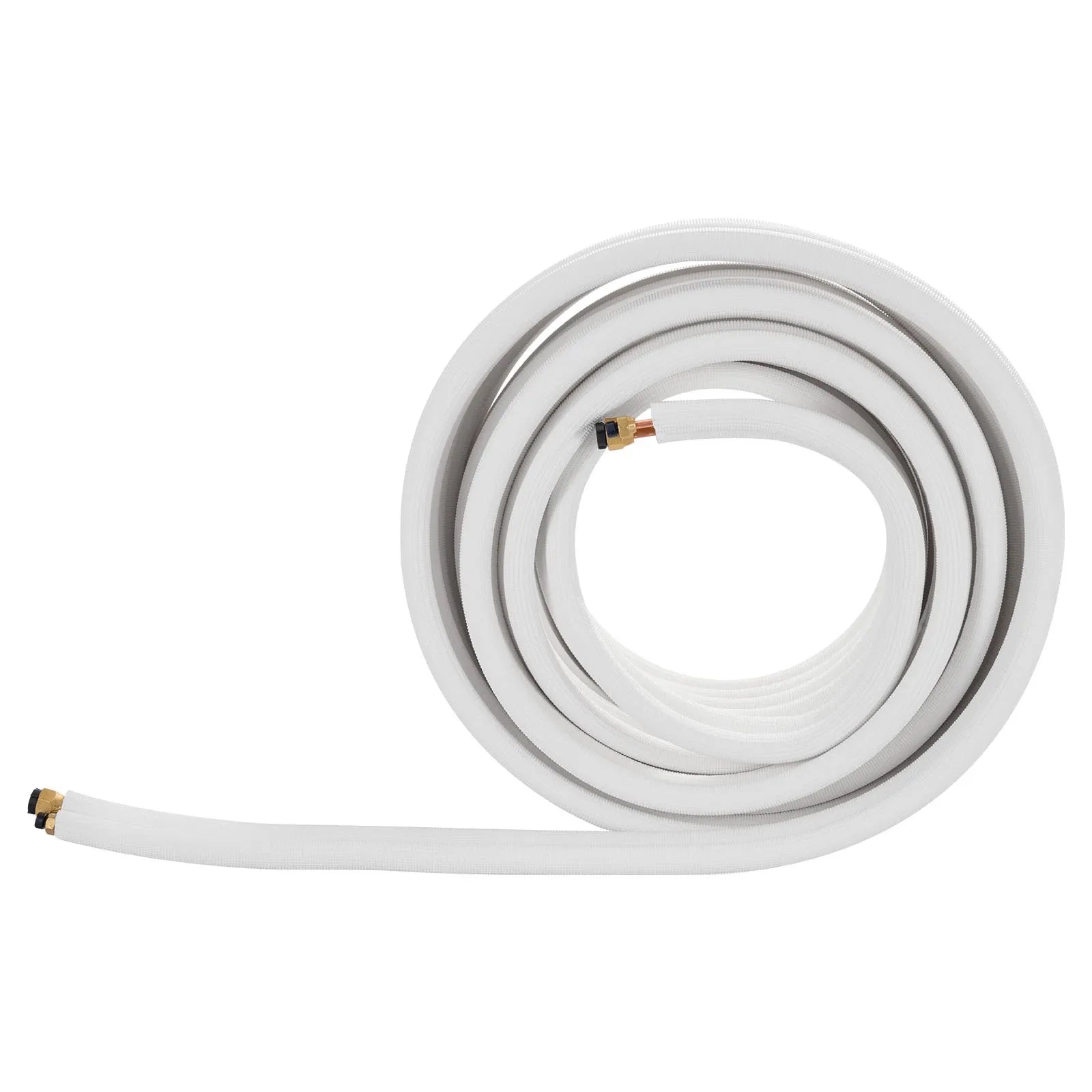 VEVOR 100ft Mini Split Line Set, 1/4” & 1/2” OD AC Copper Tubing Pipe, 3/8 White PE Thickened Insulated Coil with Flared Nuts, Strapping Tapes, for Mini Split Air Conditioner HVAC or Heat Pump System