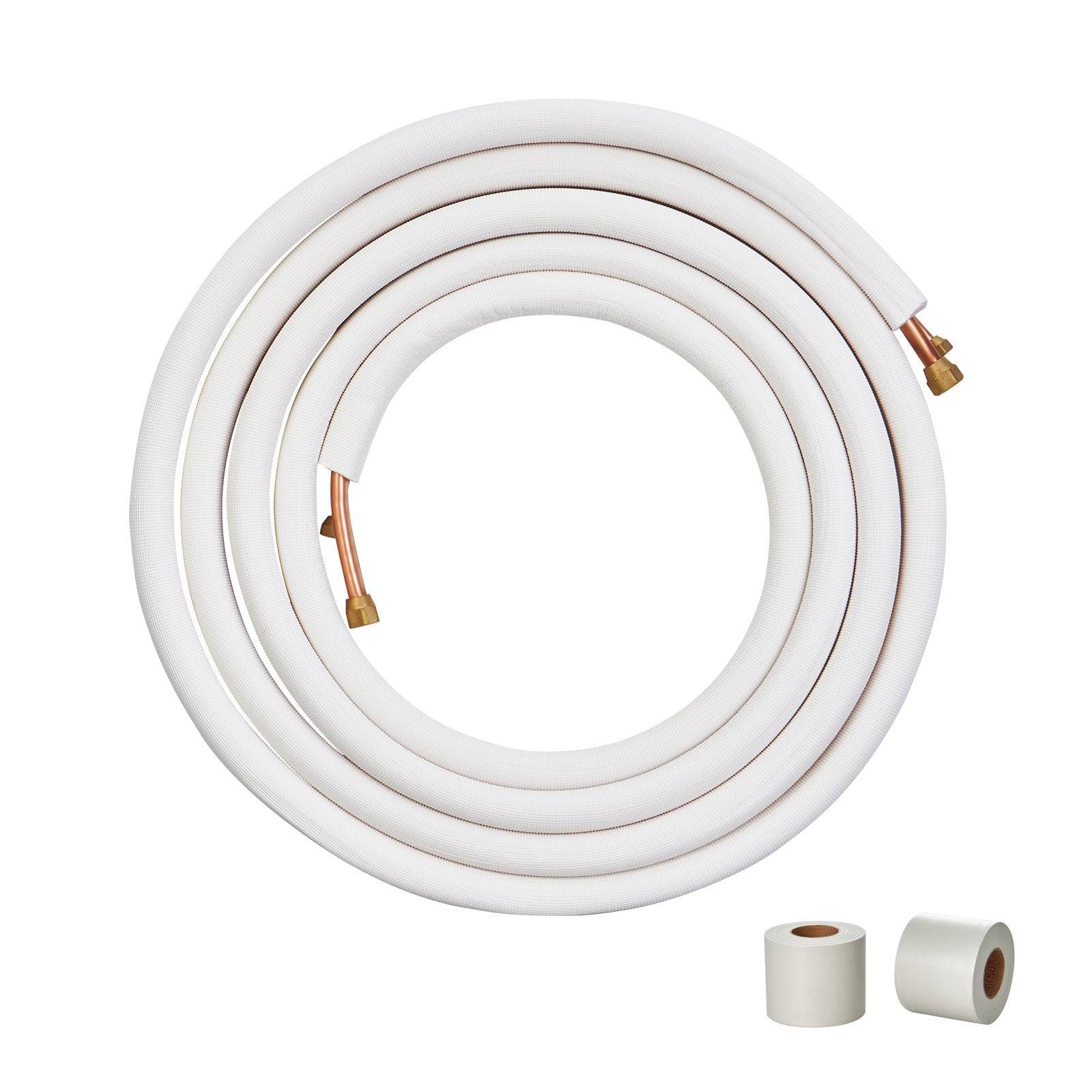 VEVOR 25FT Mini Split Line Set, 3/8" & 5/8" O.D Copper Pipes Tubing and Triple-Layer Insulation, for Mini Split Air Conditioning Refrigerant or Heating Pump Equipment & HVAC with Wrapping Strips.