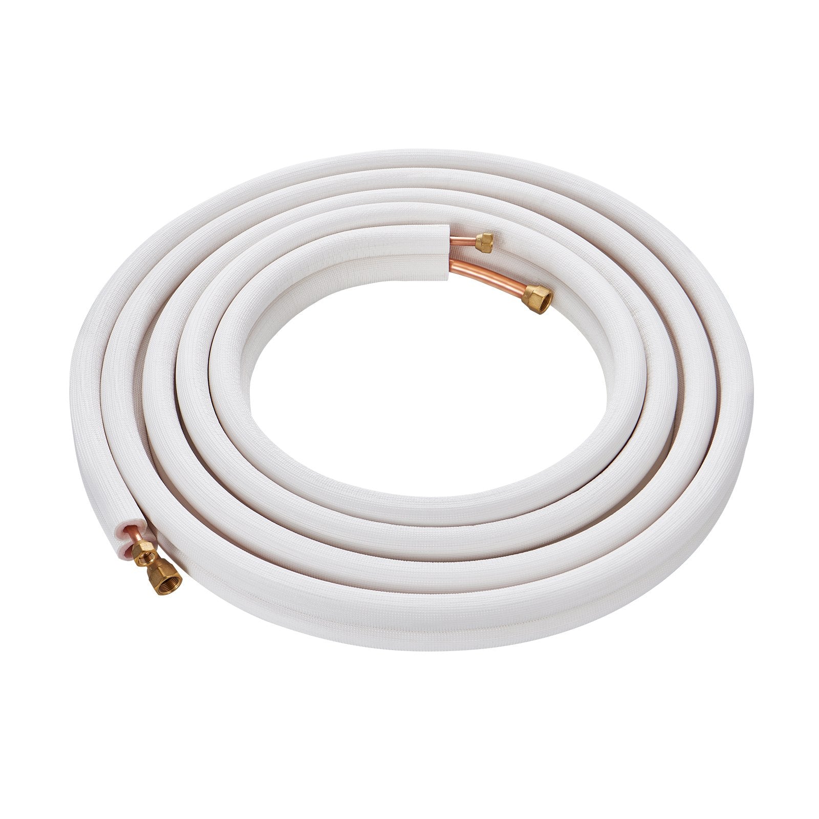 VEVOR 25FT Mini Split Line Set, 3/8" & 5/8" O.D Copper Pipes Tubing and Triple-Layer Insulation, for Mini Split Air Conditioning Refrigerant or Heating Pump Equipment & HVAC with Wrapping Strips.