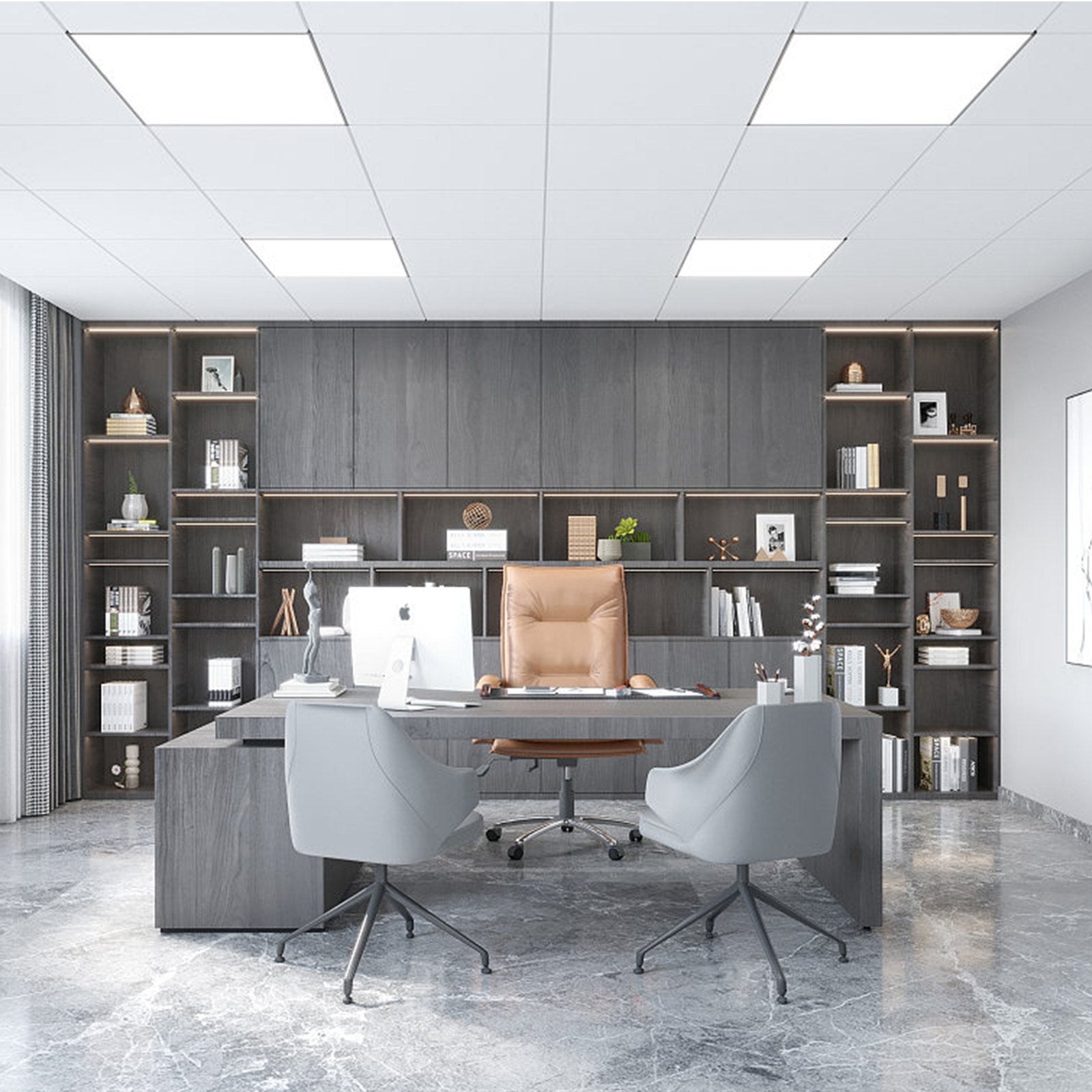 VEVOR 1 Pack 2x4 FT LED Flat Panel Light, 6000LM 50W, Surface Mount LED Drop Ceiling Light Fixture with Adjustable Color Temperature 3500K/4000K/5000K, Ultra Thin for Home Off Tested to UL Standards