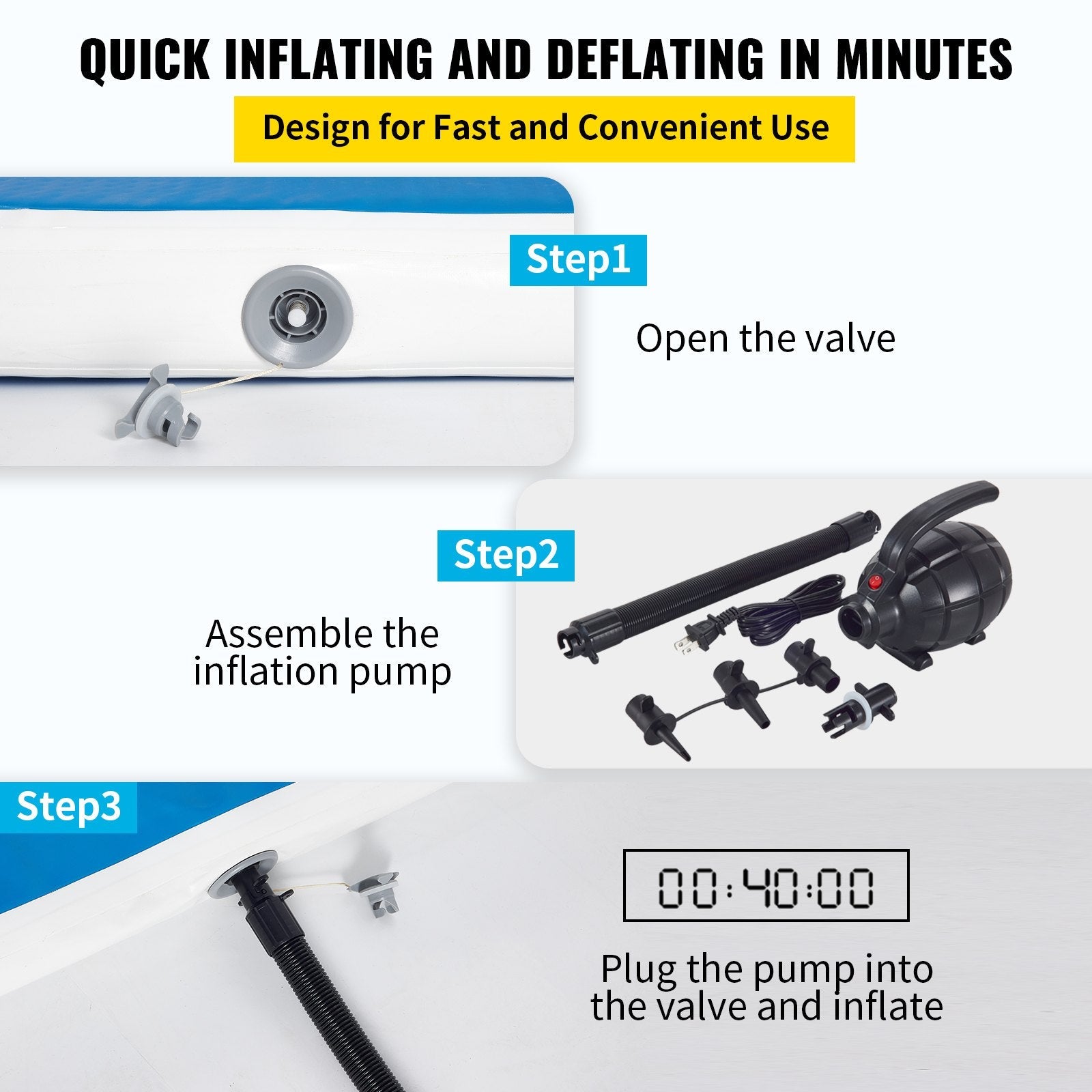 16Ft Air Track Inflatable Airtrack Tumbling Gymnastics Mat Home Gym Kid Training