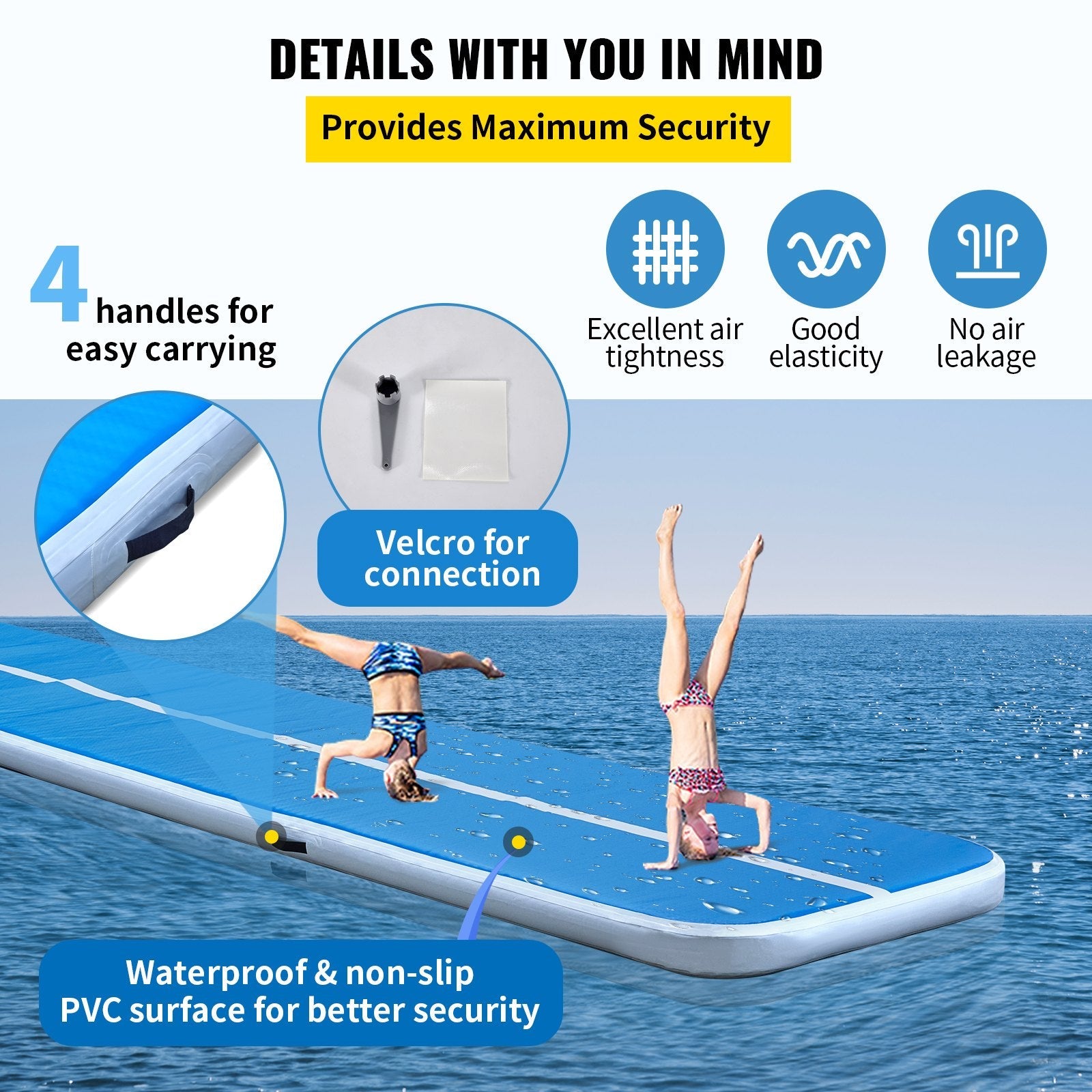 VEVOR 16FT Air Track Inflatable Airtrack Tumbling Gymnastics Mat Yoga Training