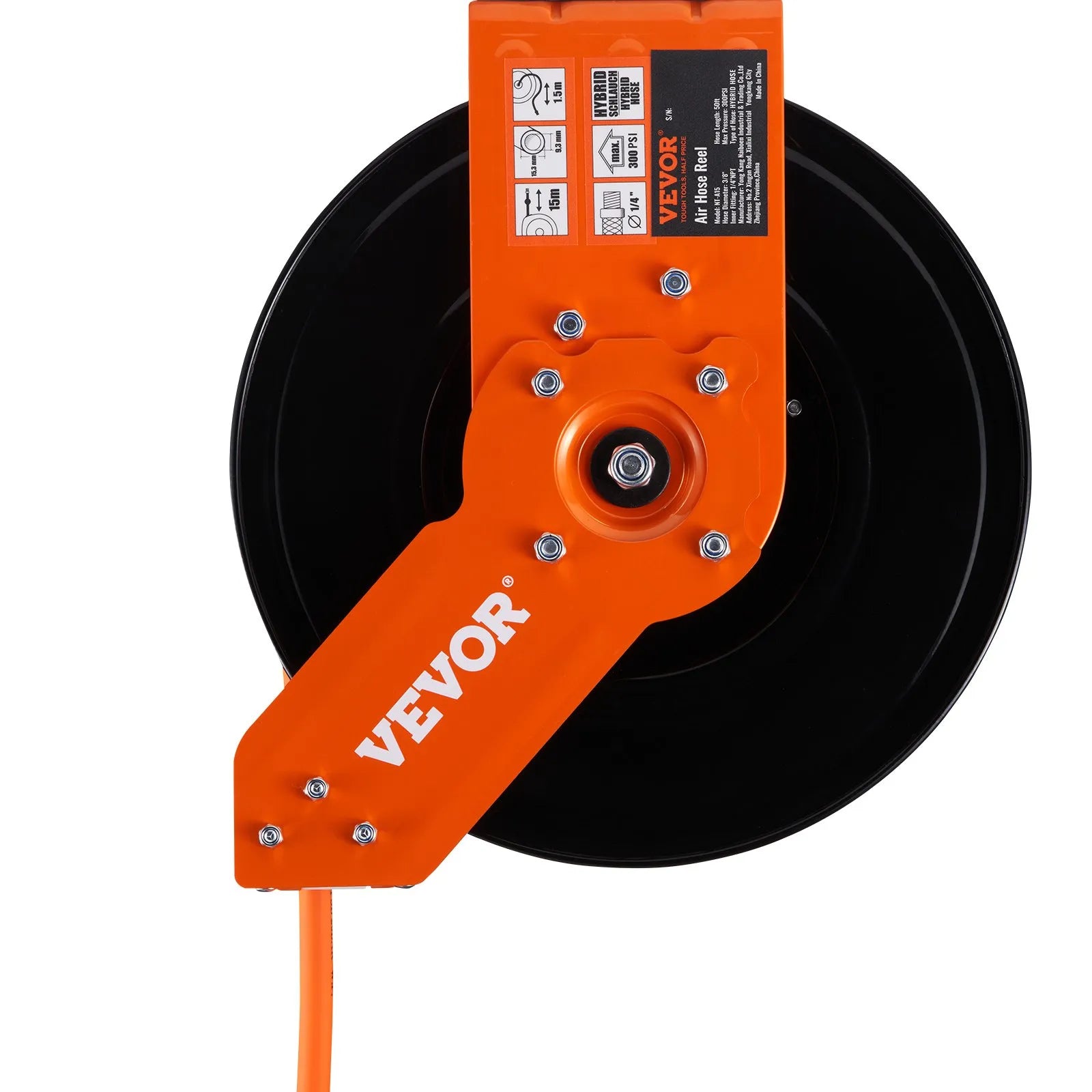 VEVOR Retractable Air Hose Reel 3/8 IN x 50 FT Hybrid Air Hose Max 300 PSI