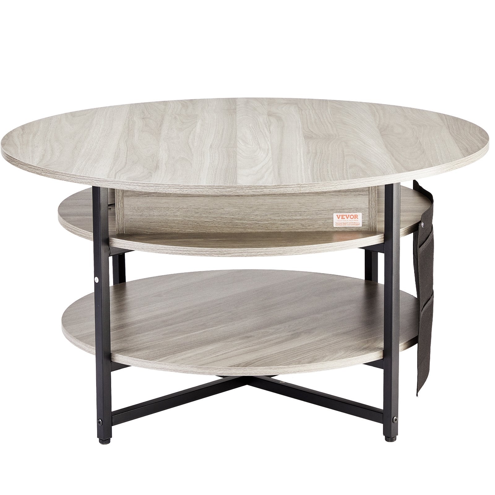 VEVOR Lift Top Coffee Table 35.3" Round Coffee Table for Living Room White