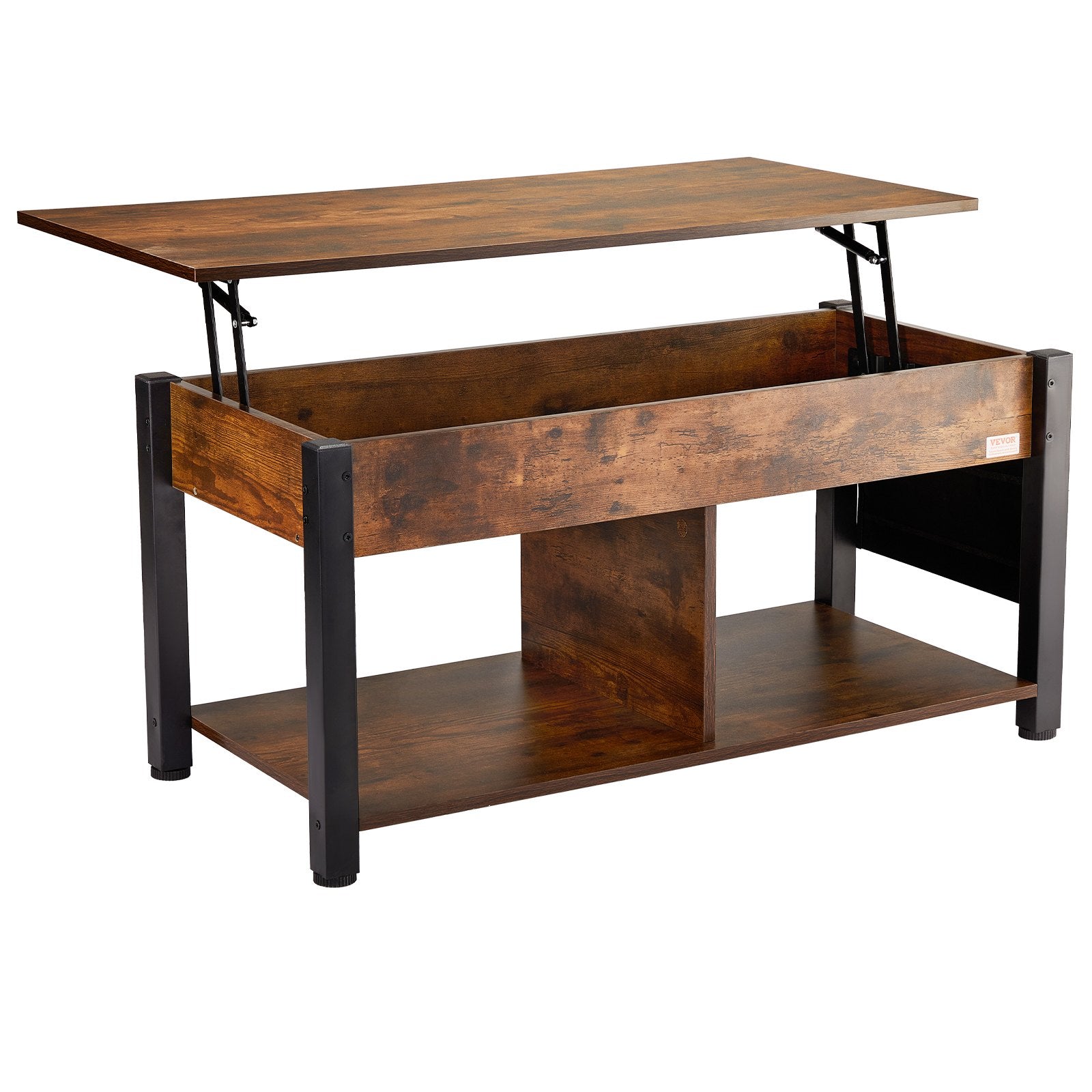 VEVOR Lift Top Coffee Table 41.7" Rectangle Coffee Table for Living Room Brown