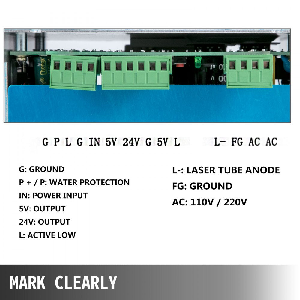 VEVOR Laser Power Supply 50W Co2 Laser Engraver Power Supply 110V/220V Laser Tube Power Supply for Laser Cutter Engraving Machine(50W)