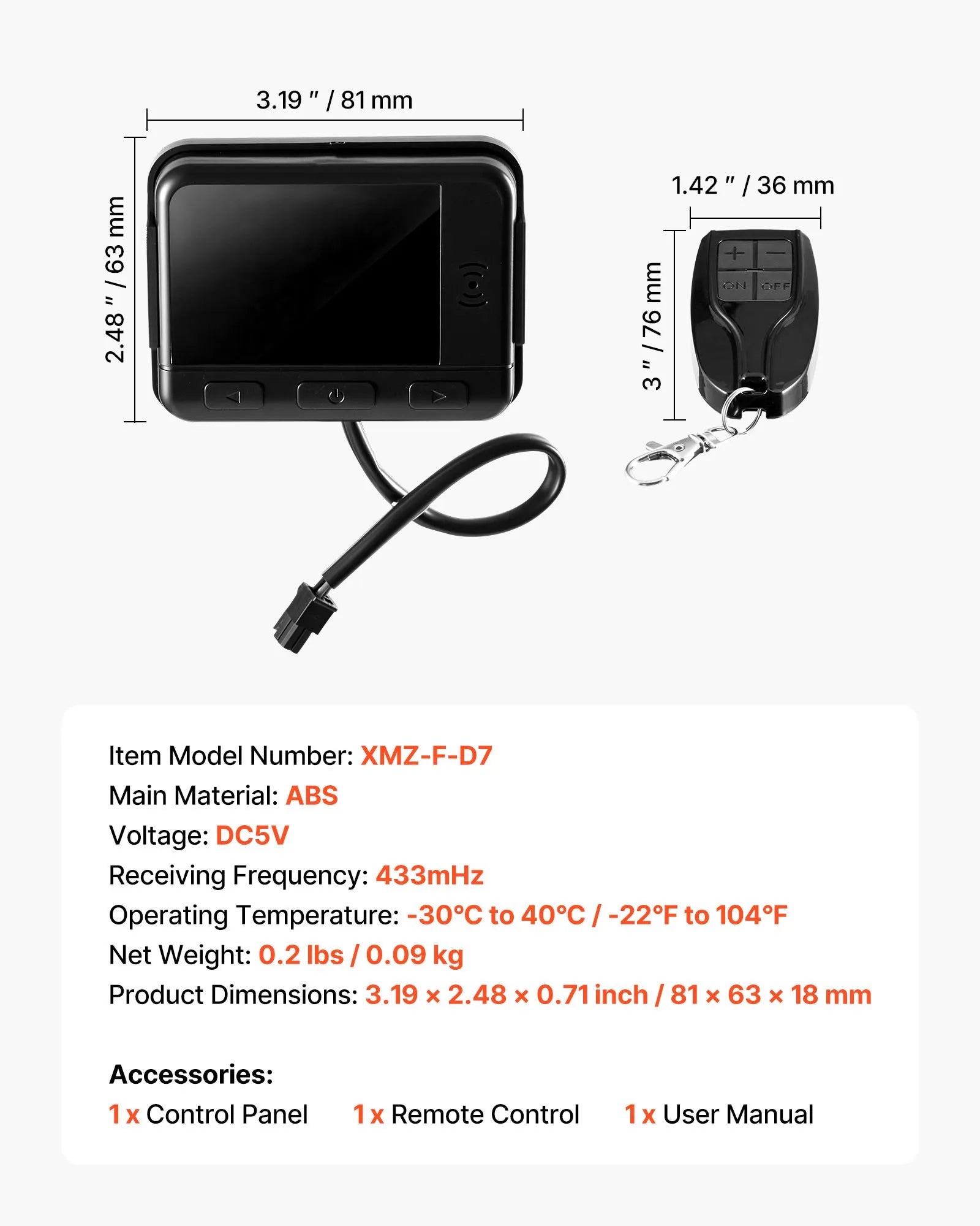 VEVOR Diesel Air Heater Controller – Universal DC5V Thermostat Switch with LCD Display and Remote Control, Compatible with 2KW/5KW/8KW Diesel Heaters