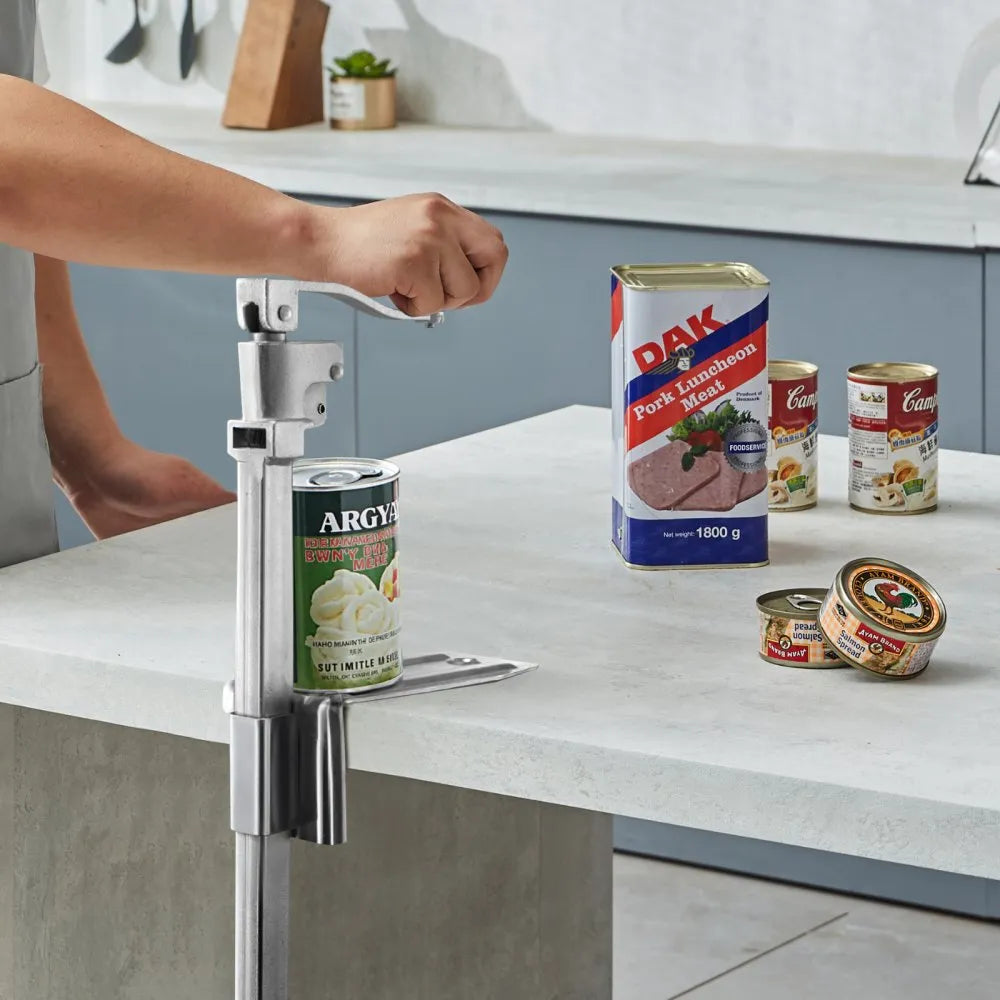 VEVOR Commercial Can Opener, Heavy-Duty Manual Tabletop Cans Opener for Cans Up to 11.8 in Height, Height-Adjustable Professional Can Openers Fixed with Screws, for Restaurant, Hotel, and Food Store