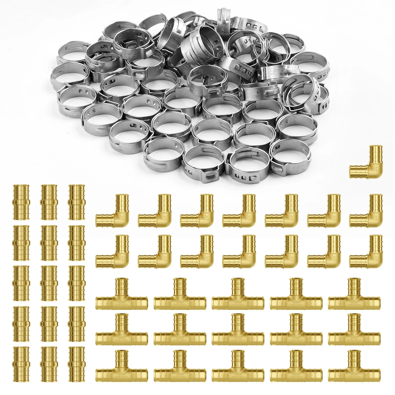 VEVOR Pipe Fittings 3/4" 12PCS Brass Clamp-style 3/4 NPT for Air System