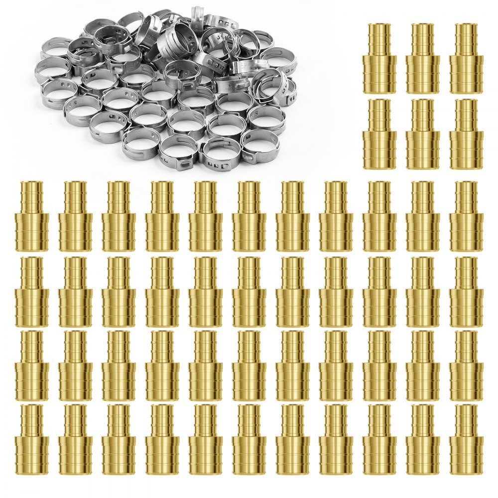 VEVOR Pipe Fittings 1/2"-3/4" 50PCS Brass Clamp-style 1/2 NPT Internal Thread