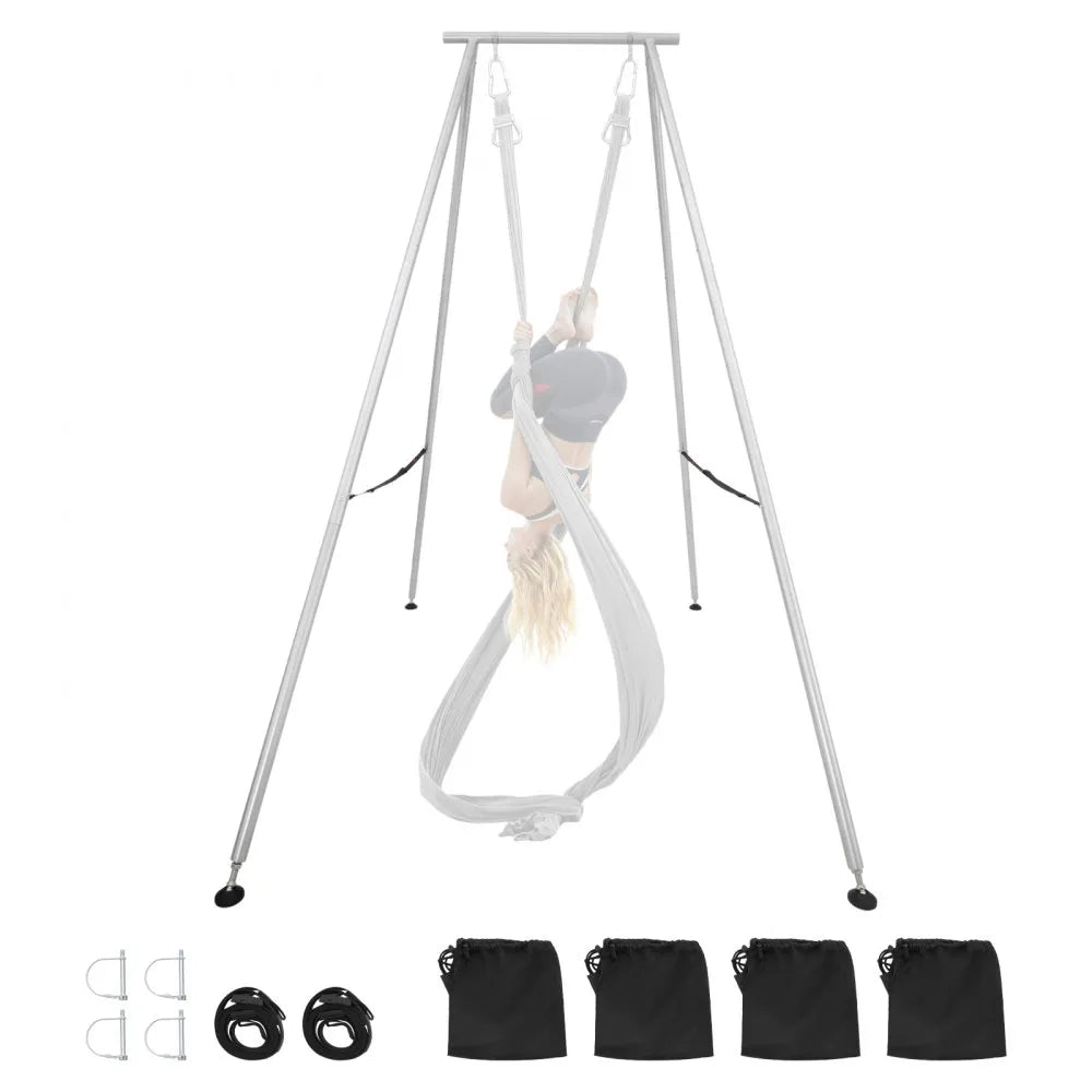 VEVOR Yoga Stand Frame, 9.6 ft Length Swing Stand, Max 551.2 lbs Load Triangular Structure Aerial Rig, Aerial Silk Stands for Yoga Enthusiasts, Non-Slip Base, Lightweight, Detachable Design