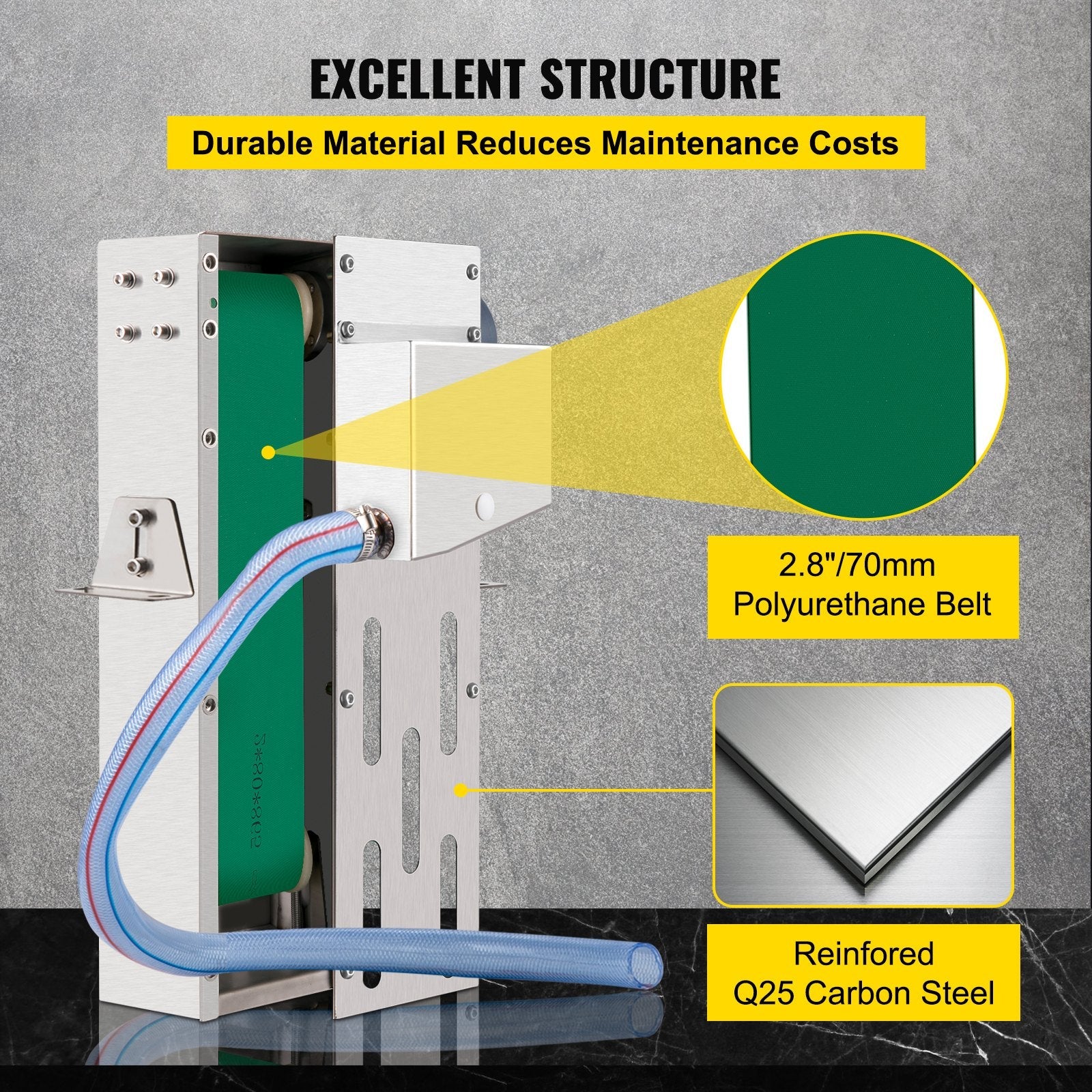 VEVOR Belt Oil Skimmer 12" Tramp Oil Skimmer Oil Skimmer CNC with 2.8" Polyurethane Belt Oil Skimmer Belt 40w Motor Oil Skimmer Carbon Steel Coolant Oil Skimmer w/ Pipe & Clamp for Removing Tramp Oil